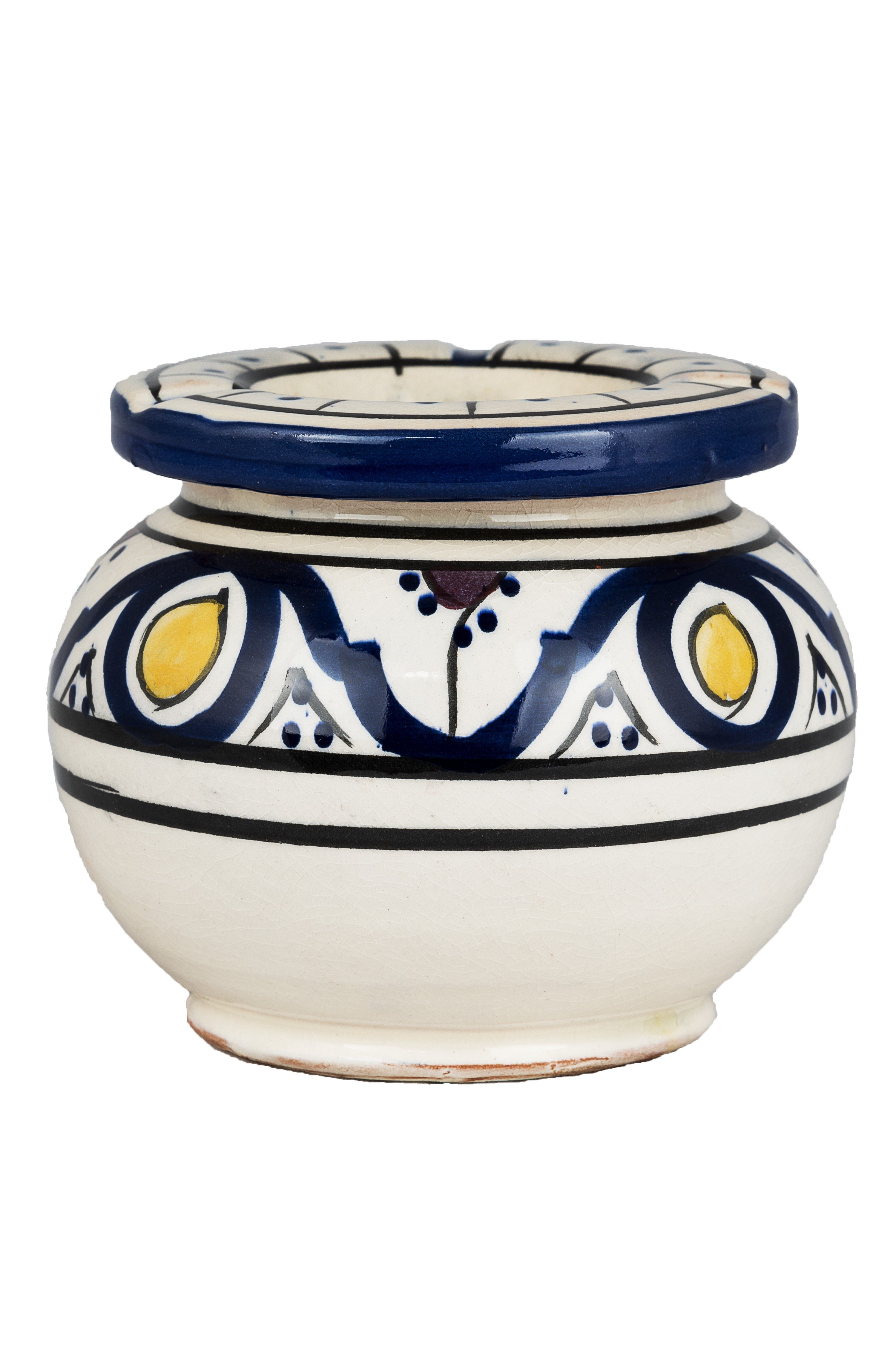 Marrakesch Orient & Mediterran Interior Aschenbecher Marokkanischer Aschenbecher Adara aus Keramik bunt rund 11 cm Deko, Handarbeit