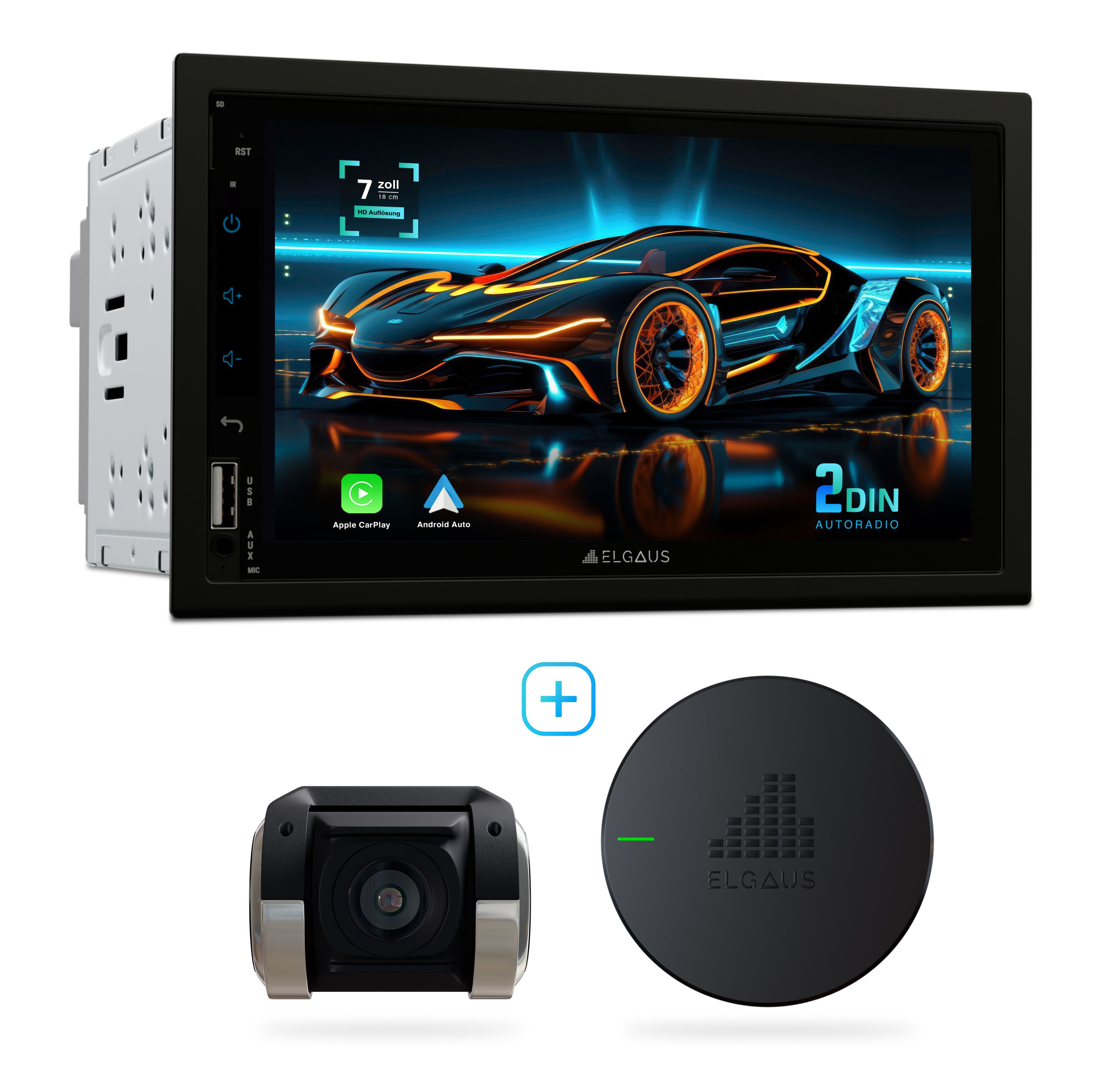 ELGAUS ELGAUS OM-270A universelles 2 DIN Android 11 Autoradio (FM-Tuner mit RDS, Digitalradio (DAB), UKW, CarPlay, Android Auto, RDS, DAB, RGB, Fernbedienung, Manual in DE/EN) SET 3