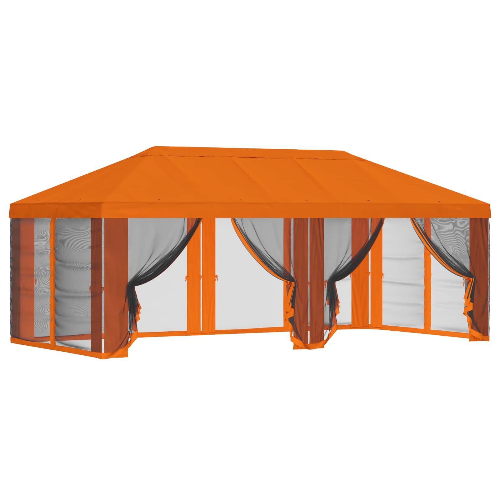 vidaXL Partyzelt Pavillon Dach mit Seitenwänden 6 x 3 m Orange Polyester 190