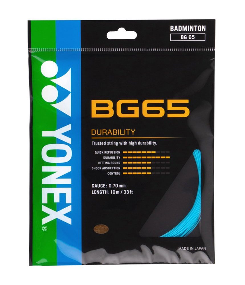 Yonex Badmintonsaite BG65 (Allround+Haltbarkeit) türkisblau Set 10m, Saitendicke: 0.70