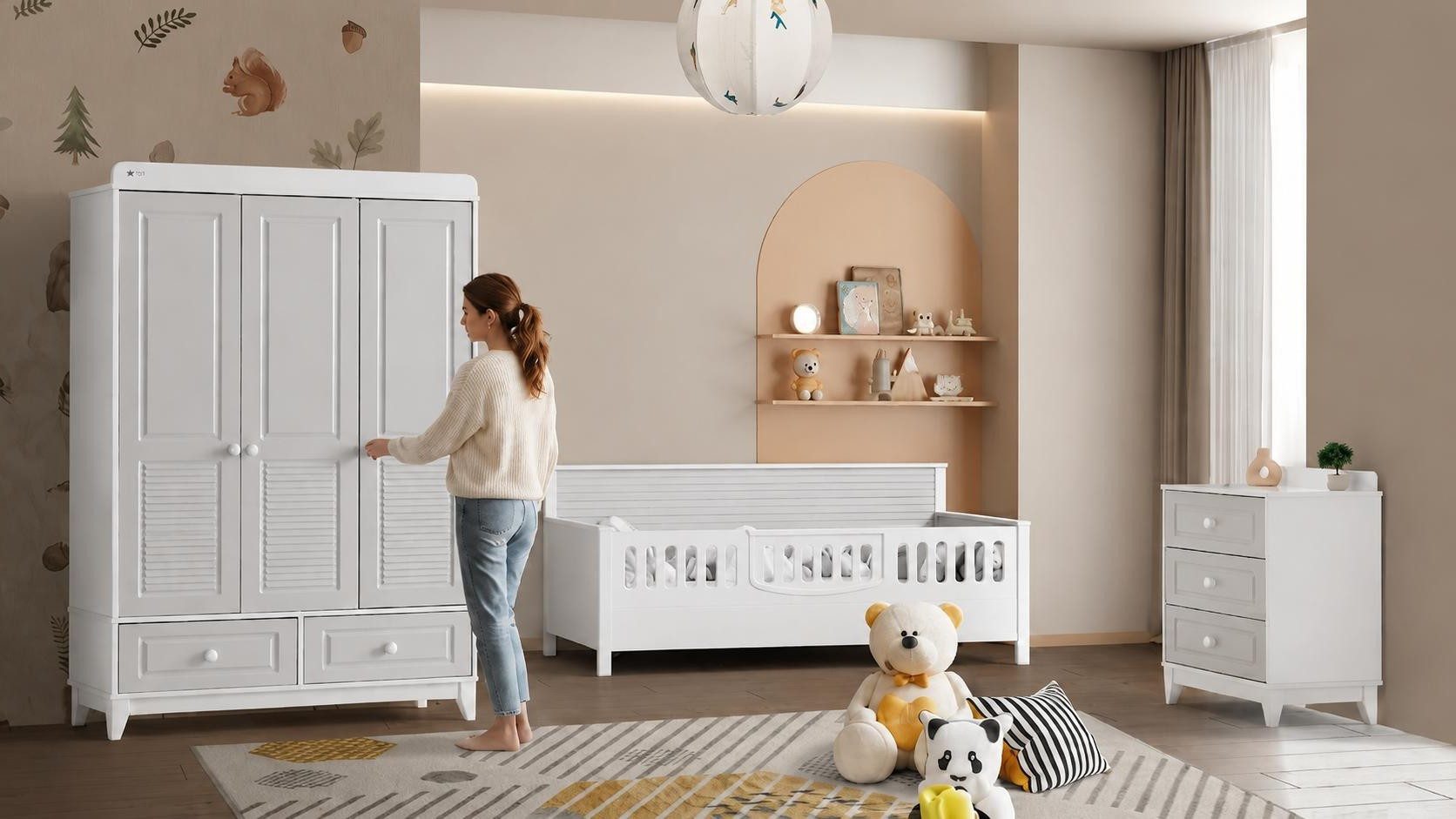 Xlmoebel Kinderkleiderschrank Moderner Holz-Kinderkleiderschrank in Grau mit Schubladen Made in Europa