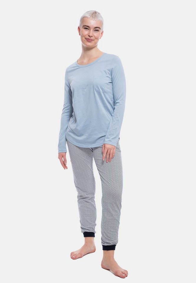 Cotton Schlafanzug langen einem Set -, und 2 tlg) Ammann Pyjama Organic - Hose (Set, Baumwolle Langarm-Shirt aus einer