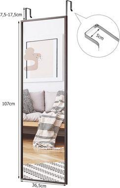 KOMFOTTEU Wandspiegel Türspiegel, höhenverstellbarer Garderobenspiegel, 36,5 × 107 cm