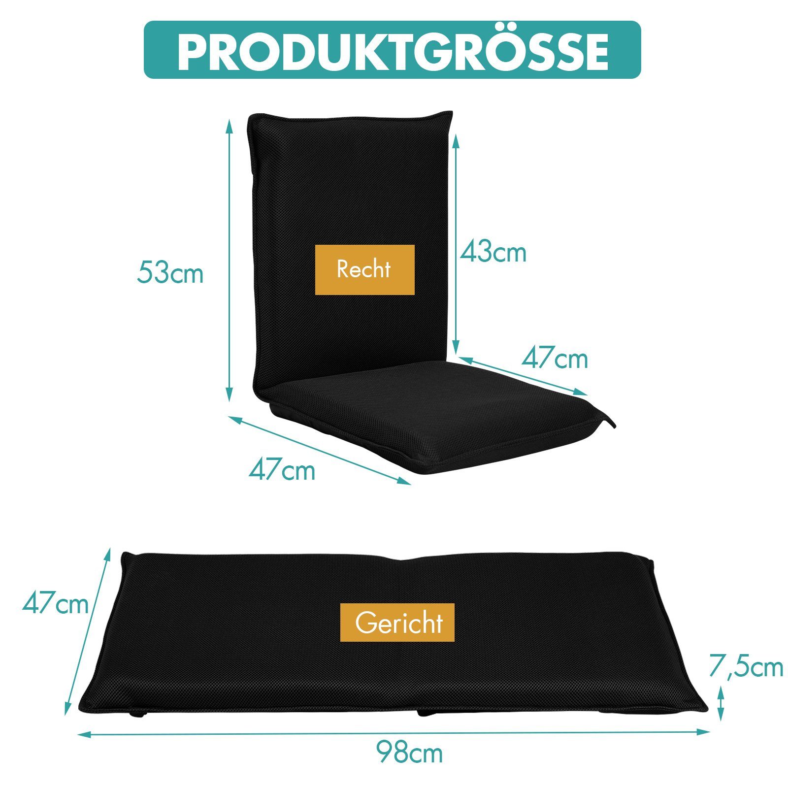 COSTWAY Relaxsessel Bodenstuhl, Verstellbarer 6-stufig Rückenlehne mit Schwarz