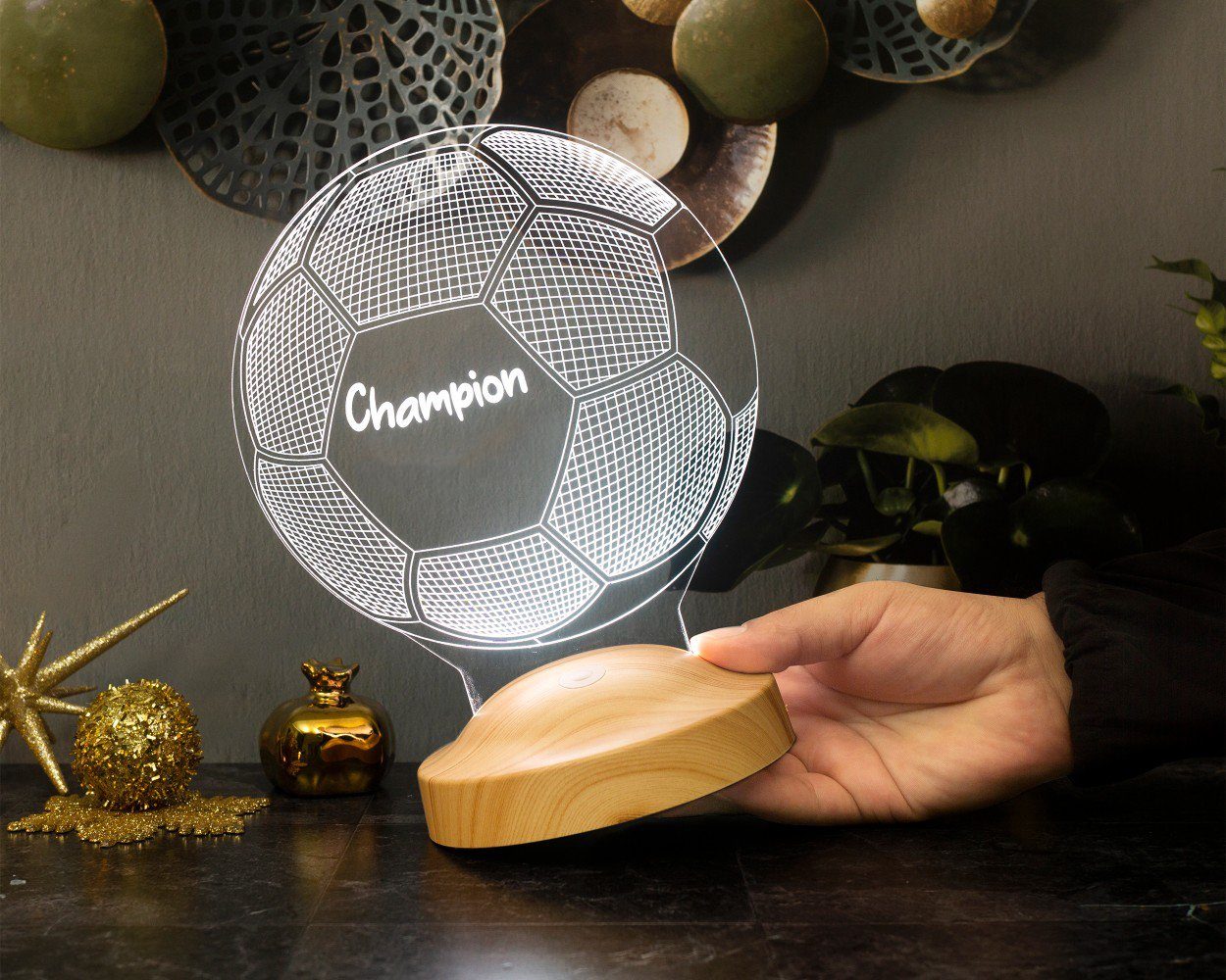Geschenkelampe LED Nachttischlampe Fußball 3D Nachtlicht Geburtstagsgeschenk für Fussball Fans, Leuchte 7 Farben fest integriert, Tageslichtweiß, Fußballspieler, Fußball Lampe, Fußball-Weltmeisterschaft 2026
