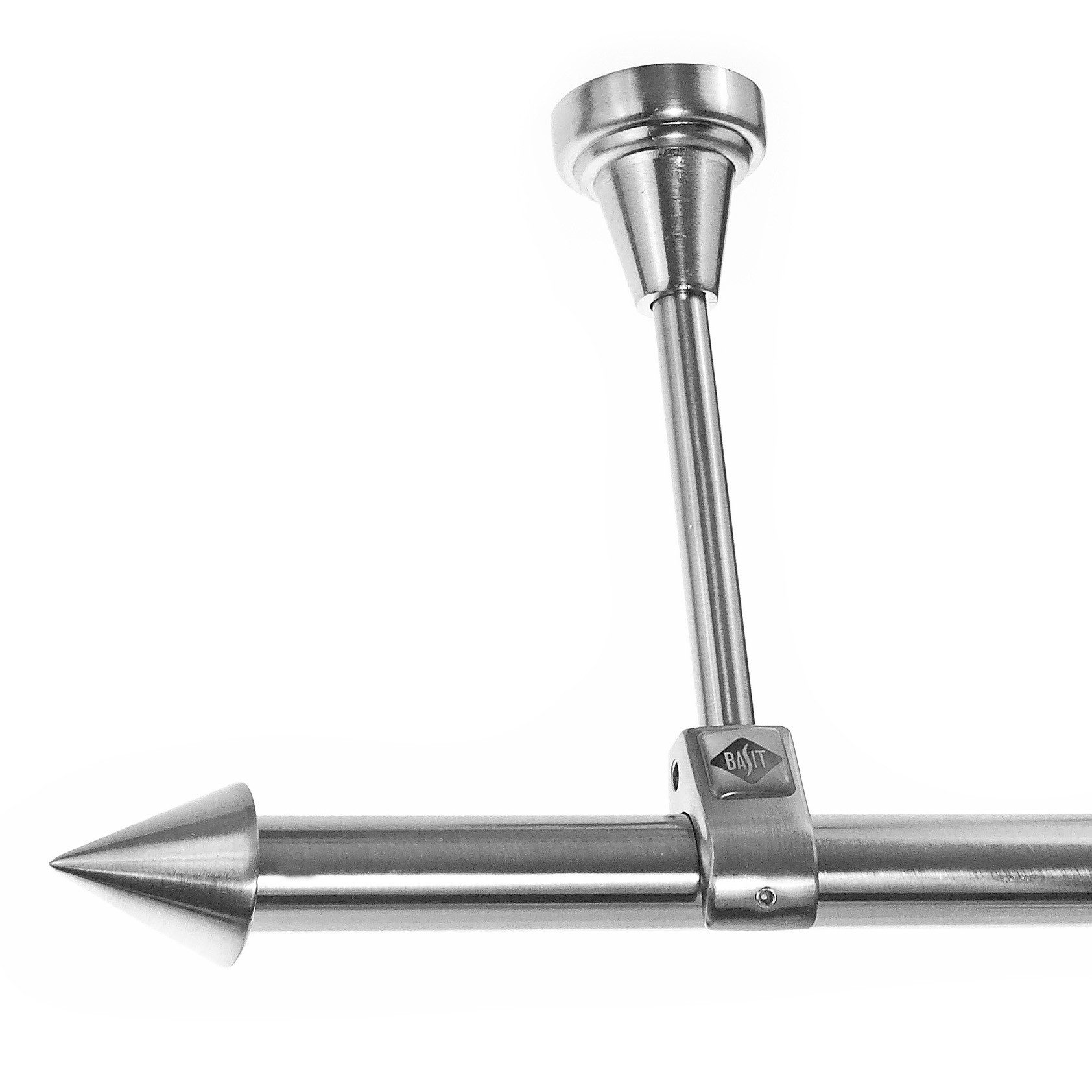 BASIT Gardinenstange Edelstahloptik 20mm mit Deckenträgern günstig online kaufen