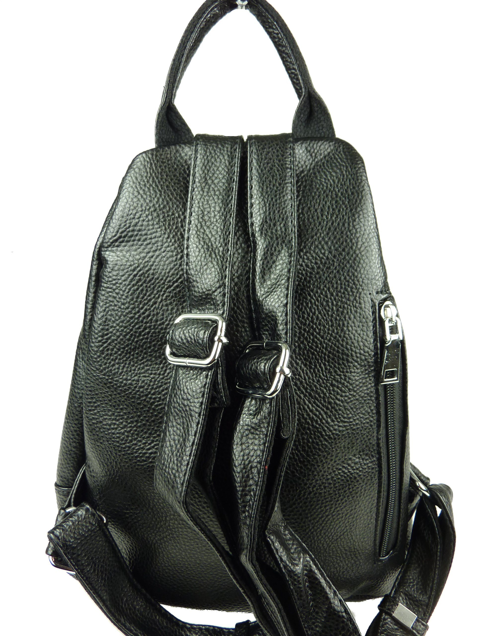 Taschen4life Schultertasche Damen Rucksack 069, schwarz - 83-6-24 modernes drops viele Fächer klassiche Design Rucksacktasche