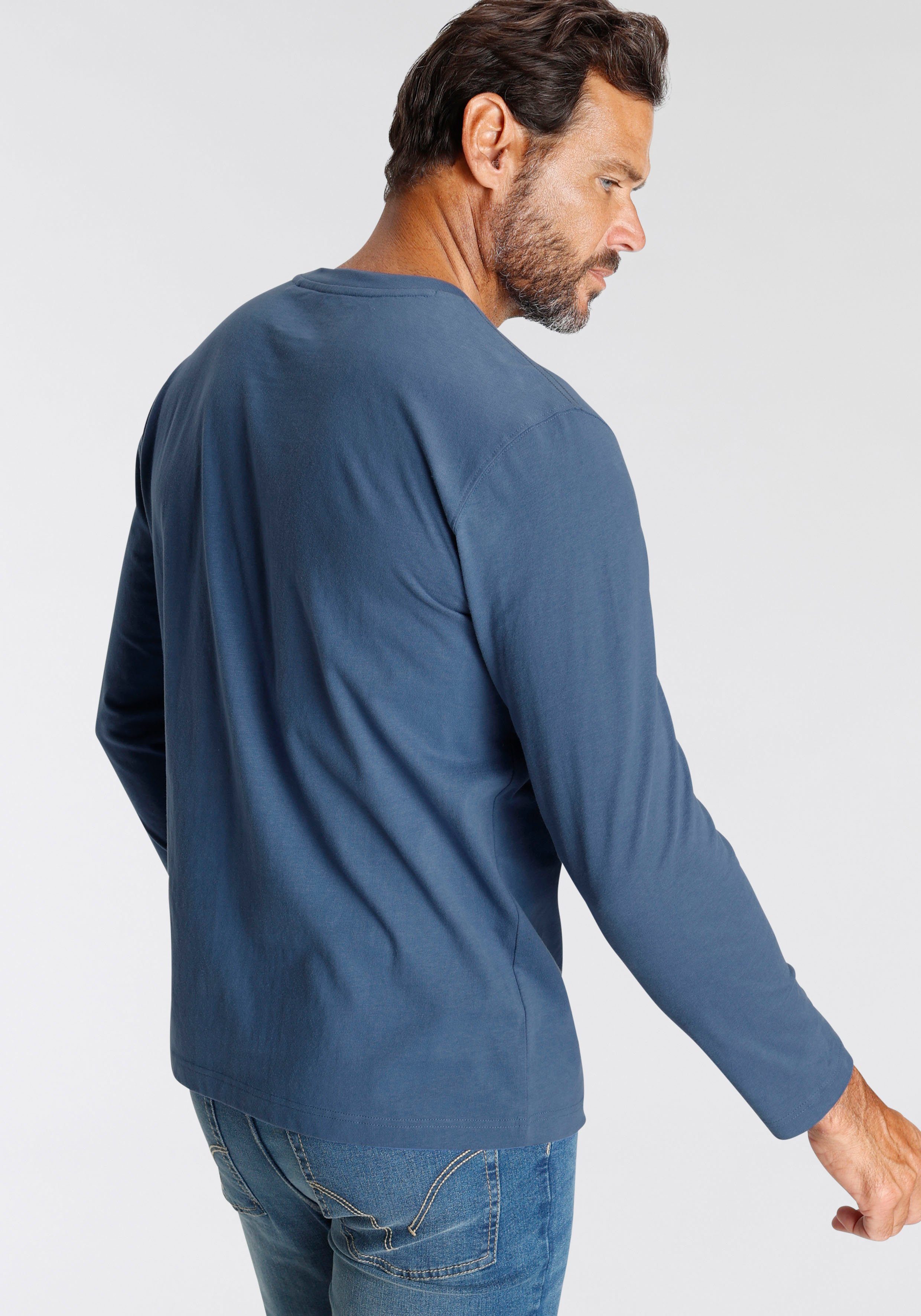 Man's World Langarmshirt Langarm, bedruckt, Rundhalsausschnitt, aus Baumwolle