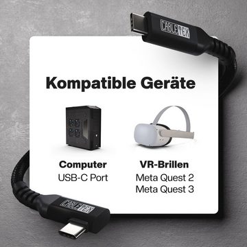 CABLETEX 5m USB-C Link Kabel für Meta Oculus Quest 3 & 2, Laden & Spielen USB-Kabel, USB C, USB-C, USB-C, USB C (500 cm), Robuster Nylonmantel, 5 Gbit/s, USB 3.2 Gen1, Gleichzeitig Aufladen
