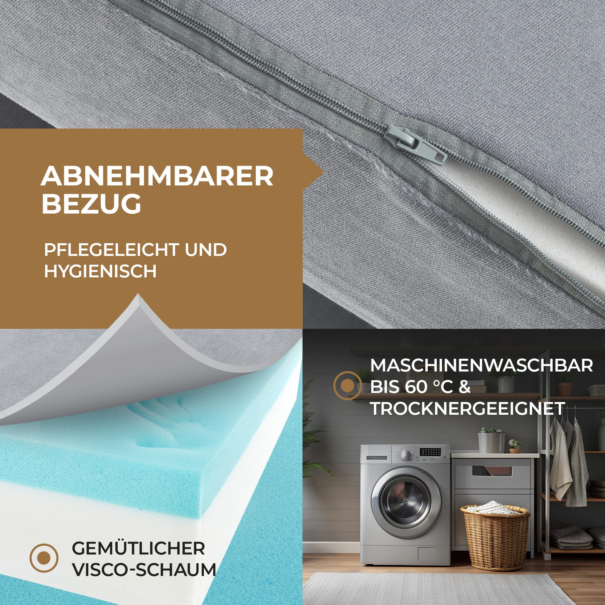 Klappmatratze Gästebett Visco Gästematratze 14cm hoch, Herlag, 14 cm hoch, (verschiedene Größen), Memory Foam – Bild 5 von 5