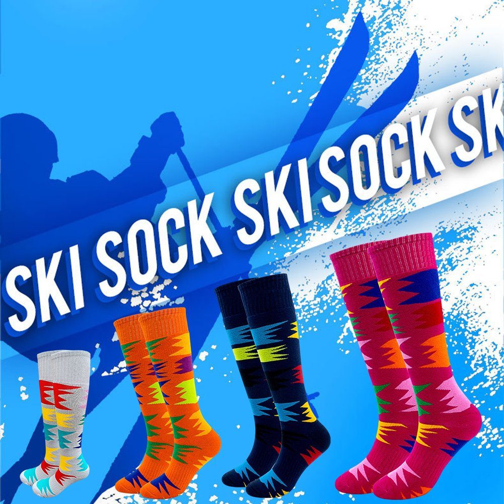 Blusmart Skisocken Skisocken Warm Mittlere violettblau Ski-Kompressionssocken, Kniehoch, Polsterung