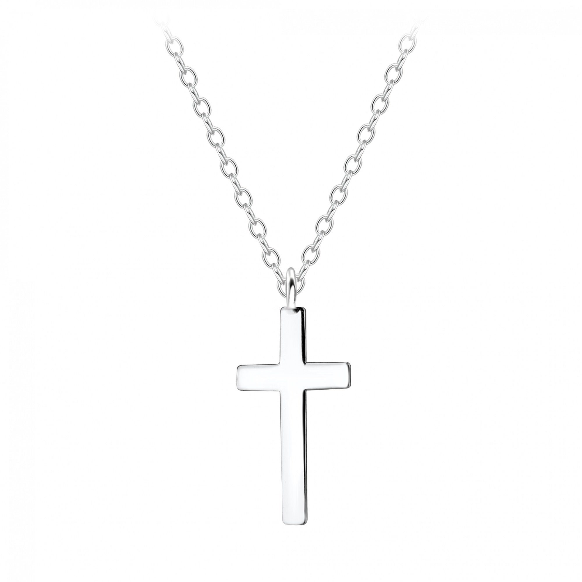 Kette mit Anhänger KREUZ silber, 2-tlg.