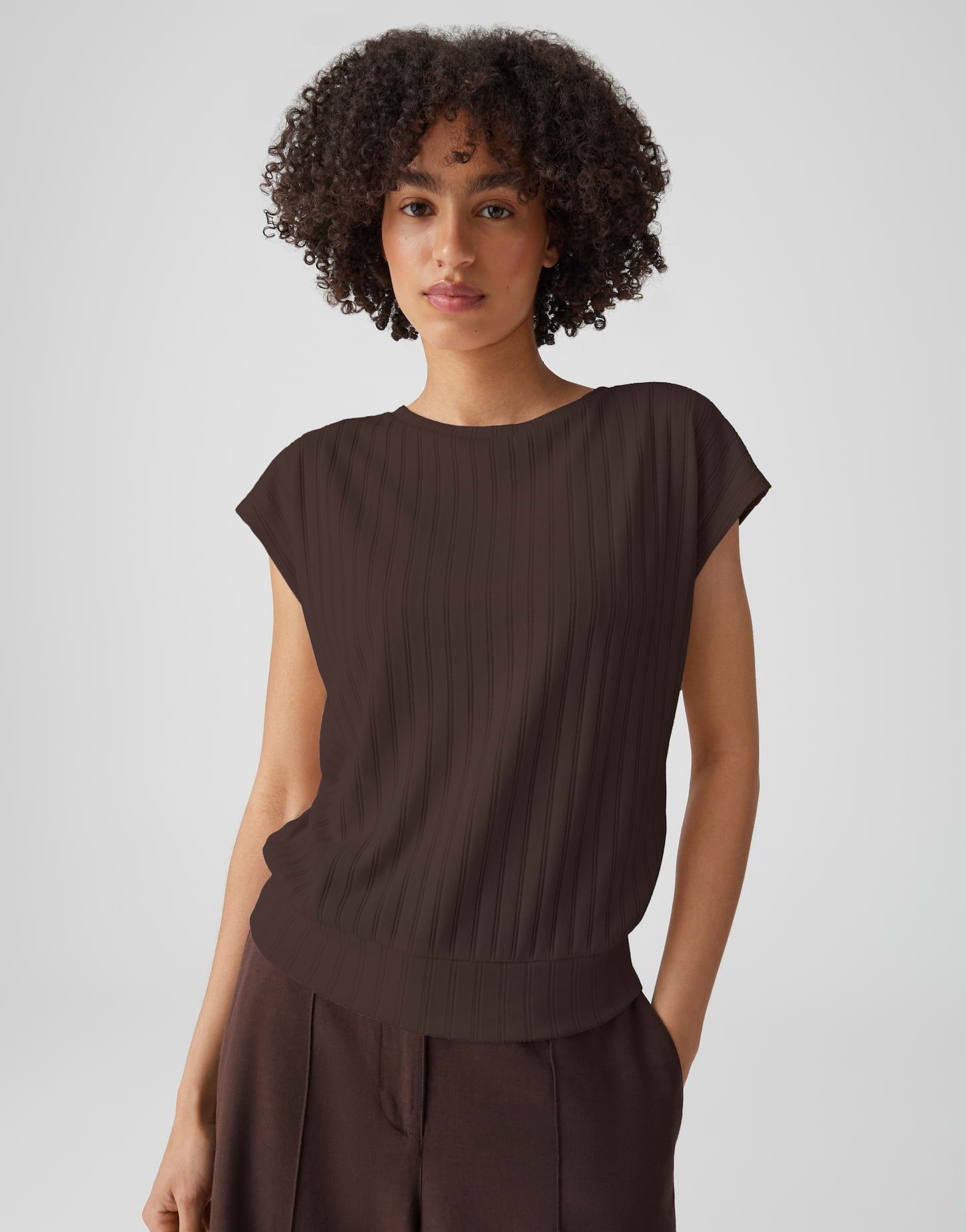OPUS Kurzarmshirt Sapino aus Jersey mit Rippstruktur leichte Transparenz, weicher Griff, Casual