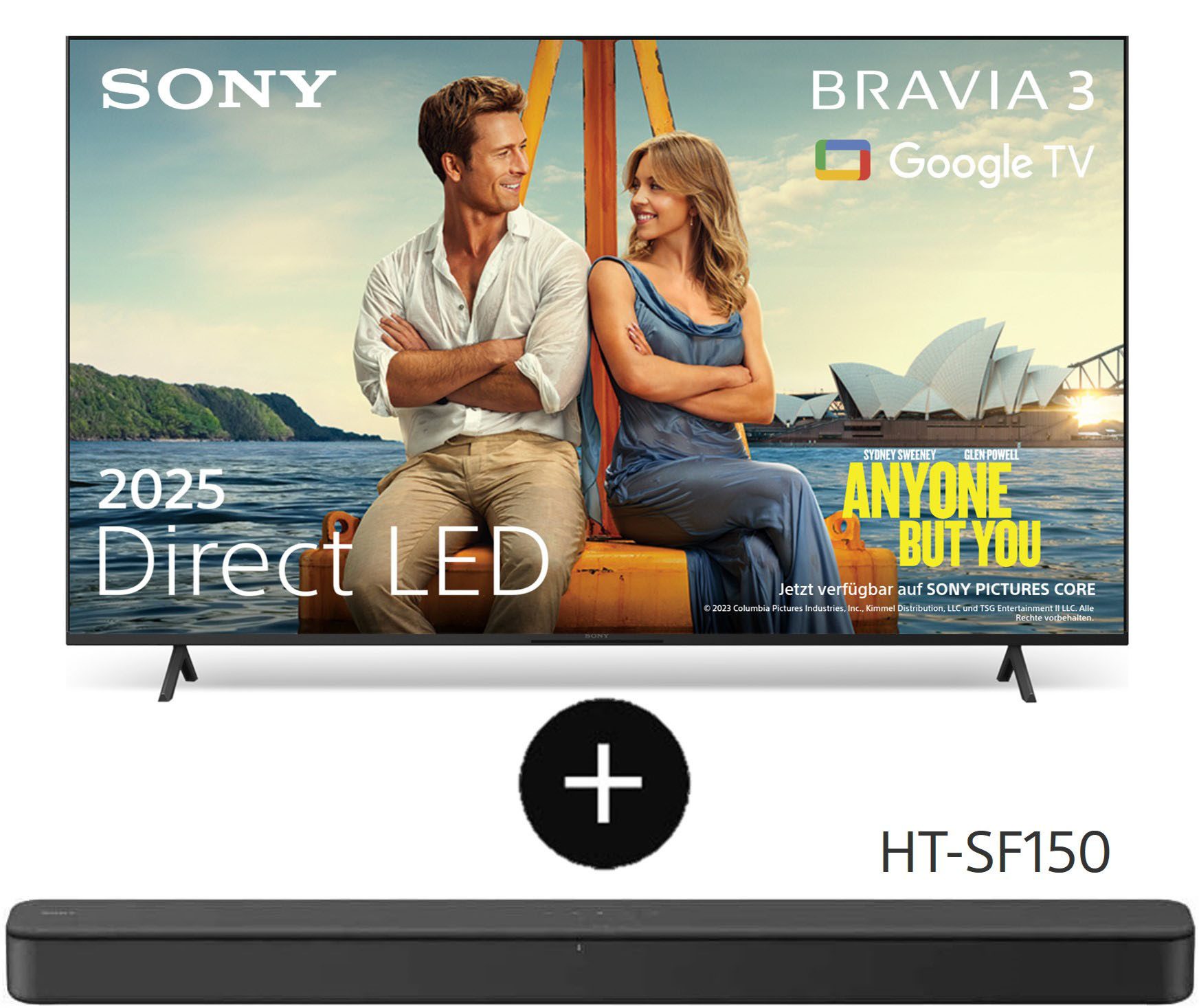 Sony Set: K-55S3 + HT-SF150 Soundbar DLED-Fernseher (139 cm/55 Zoll, 4K Ultra HD, Smart-TV, Google TV, 55" TV BRAVIA 3 + HT-SF150 Soundbar)
