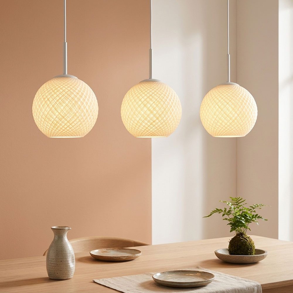 GLOBO LIGHTING Pendelleuchte, Leuchtmittel nicht inklusive, Pendelleuchte Metall weiß matt Glaskugel 3 flammig Hängelampe L 90 cm