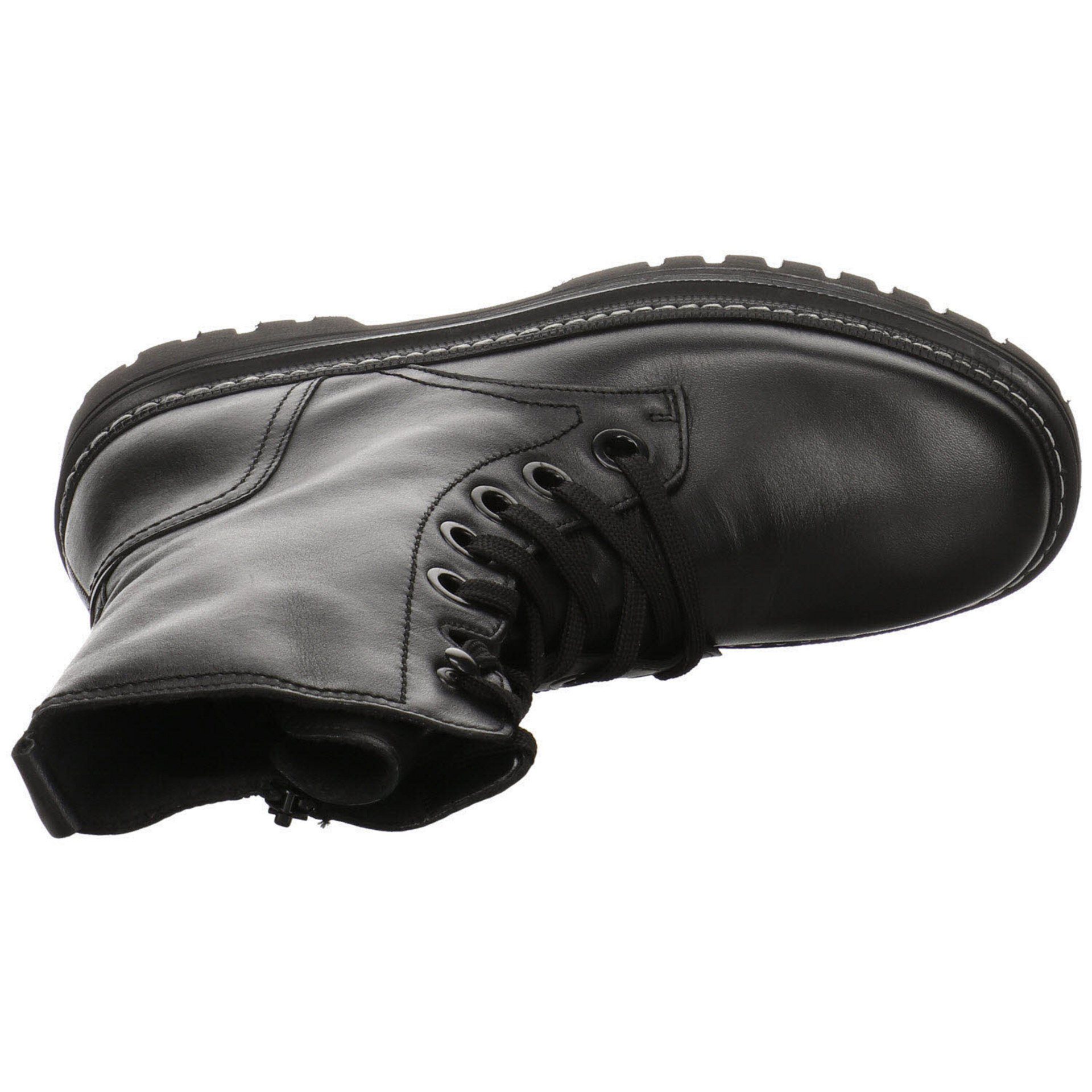 Glattleder schwarz Schnürstiefel uni Glattleder Boots Gabor