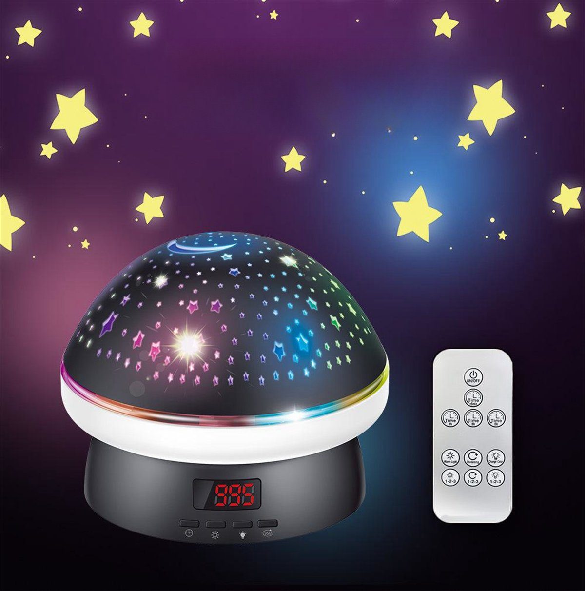 LED Nachtlicht rotierendes LED-Nachtlicht, selected Schwarz Pilz-Sternenhimmel-Lichtspielzeug carefully