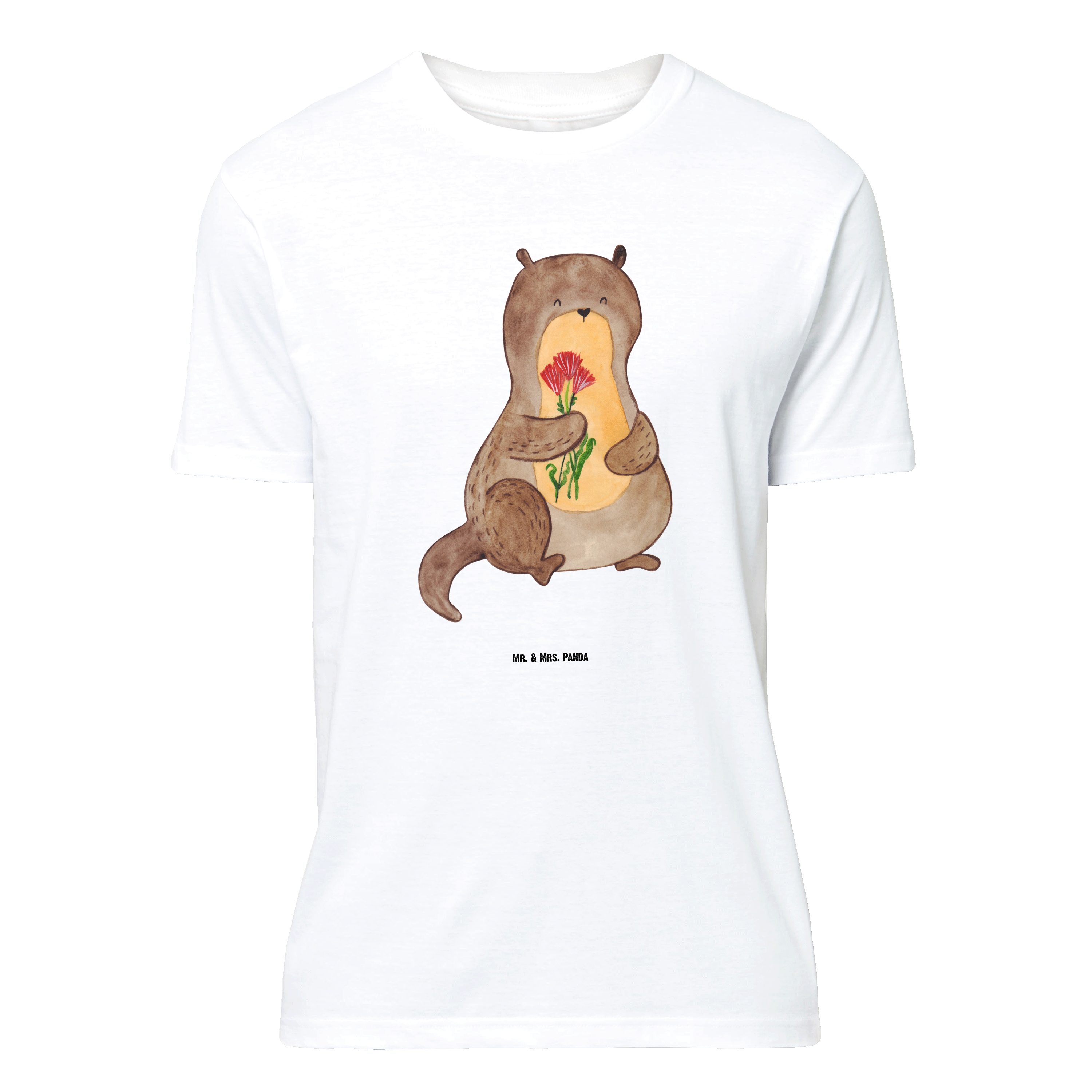 T-Shirt Otter Blumenstrauß, Tshirt, Weiß, Tshirt, Niedlich, Blumenstrauß, See