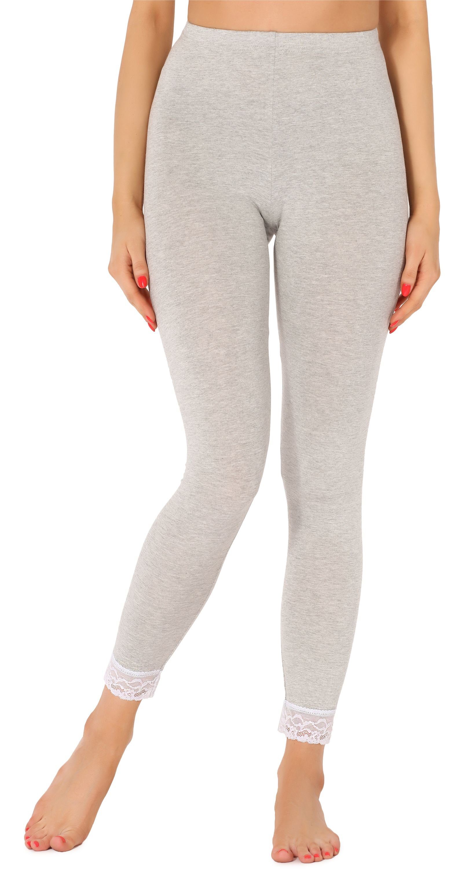 Merry Style Leggings Damen 7/8 Spitze Leggings (1-tlg) elastischer Melange Bund MS10-342 mit