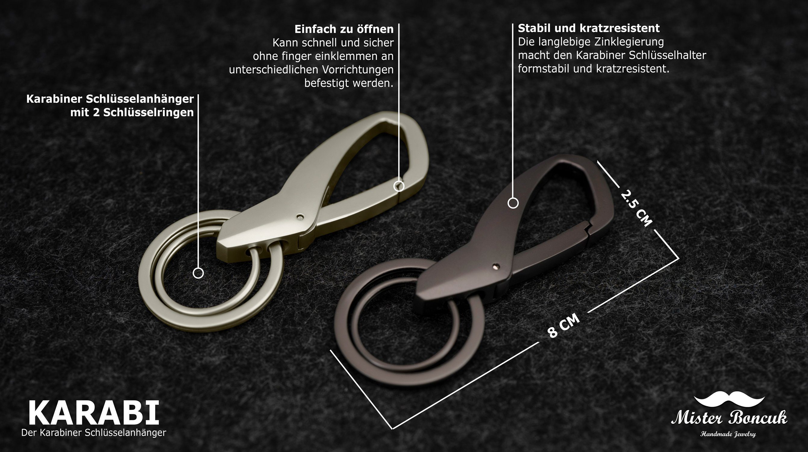 Mister Boncuk Handmade Jewelry Schlüsselanhänger auch Männer Schlüsselringen für als Geschenk Frauen) Schwarz (Perfekt Schlüsselanhänger oder 2 Karabiner mit KARABI