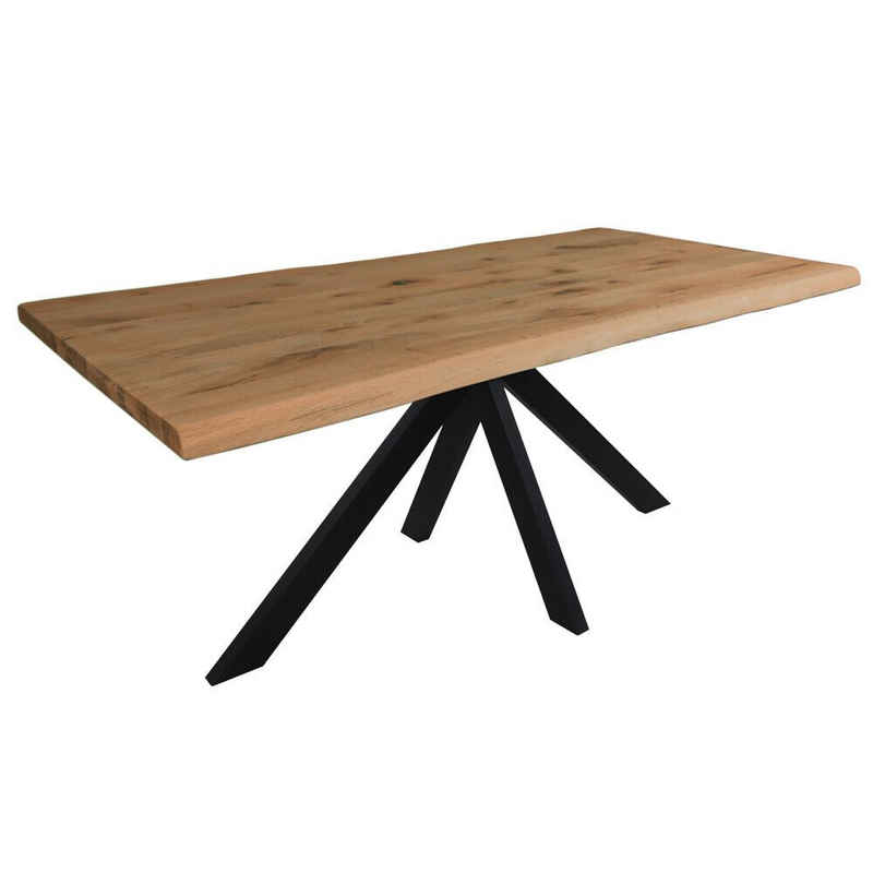 dasmöbelwerk Baumkantentisch Esstisch Massivholz Baumkantentisch Spinnenbeine 200 cm, außergewöhnliche Kanten im Design Baumkante