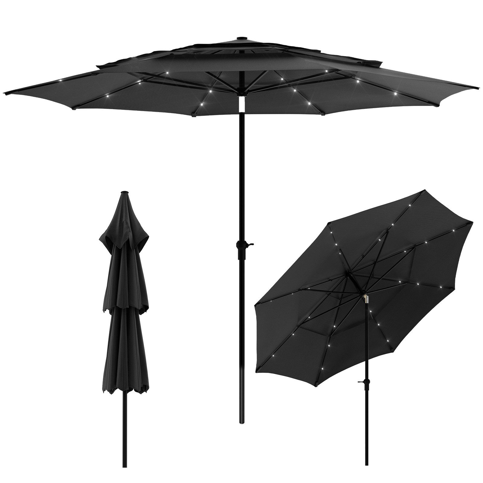 Huracan Sonnenschirm Dreifach belüfteter Rechteck-Sonnenschirm mit Neig- & Knickbar, LxB: 300x300 cm, UPF 50+, Ohne Ständer, Ideal für Garten, Balkon & Terrasse