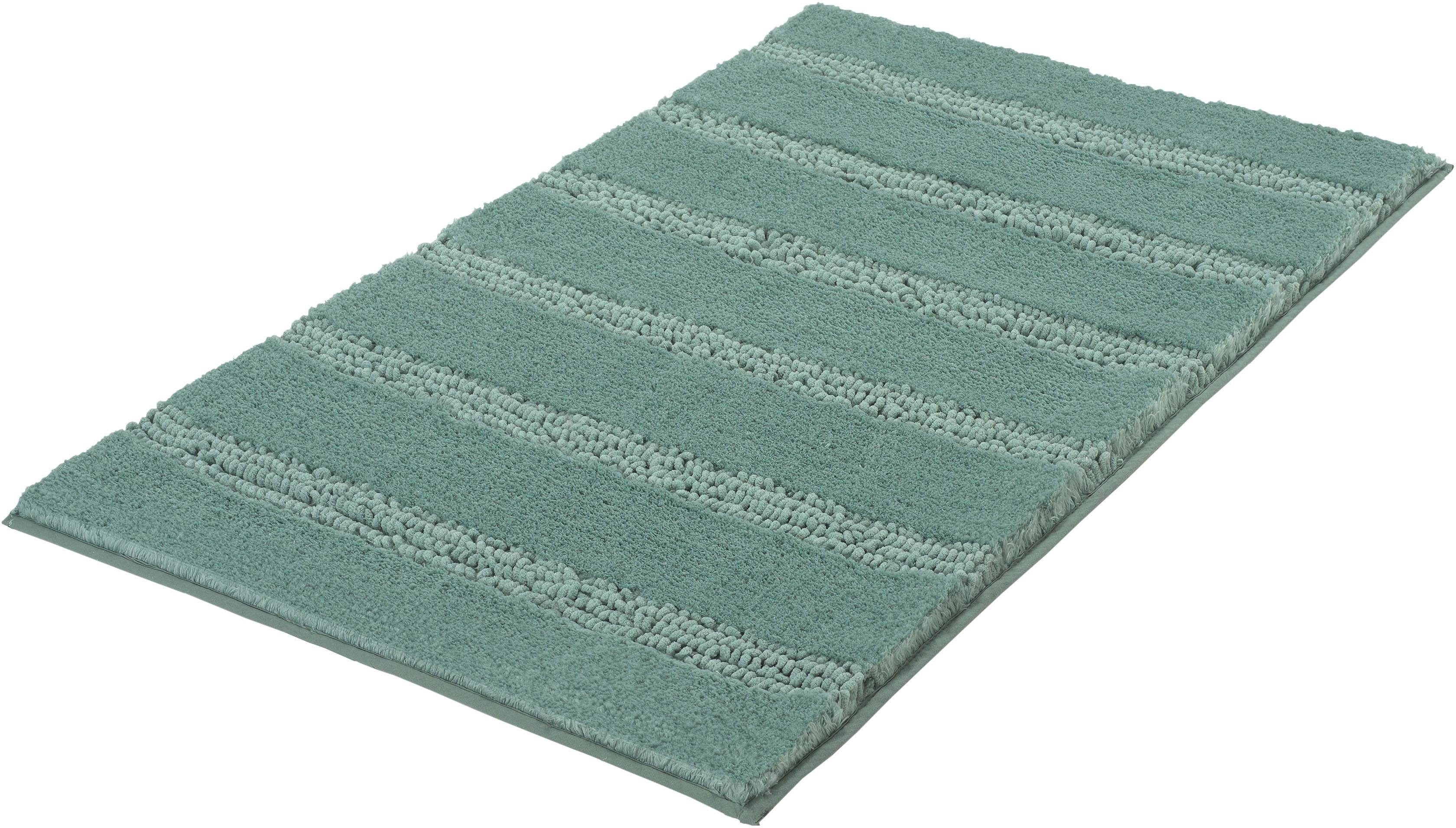 Kleine Wolke Badematte Monrovia, Badvorleger, Badezimmer Teppich, Höhe 23 mm, rutschhemmend beschichtet, fußbodenheizungsgeeignet, Kunstfaser, rechteckig, Badteppich, Uni Farben, gestreift, aus Mikrofaser, waschbar