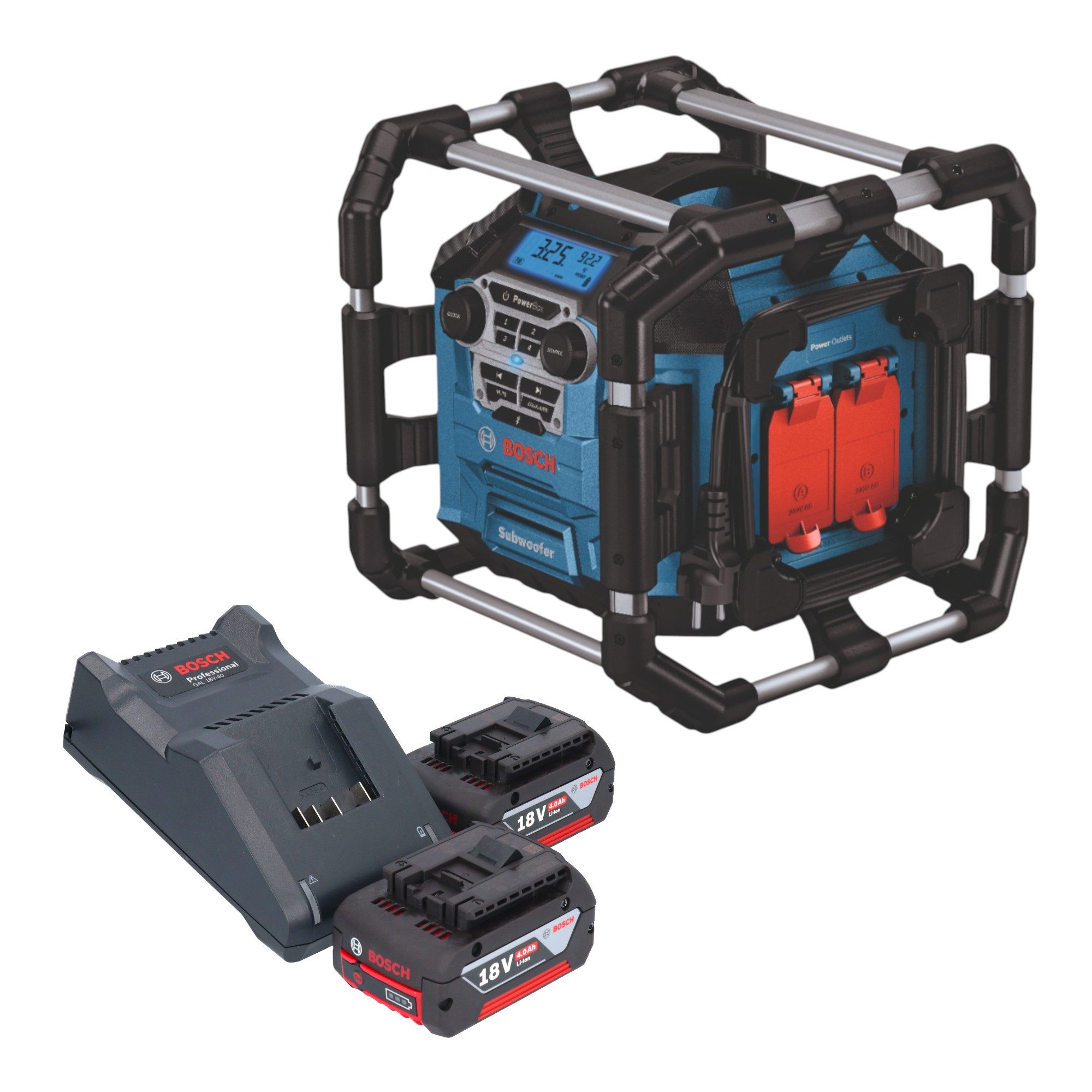 Bosch Professional GPB 18V-5 C Professional 18 V Bluetooth + 2x Akku 4,0 Ah + Ladegerät Baustellenradio