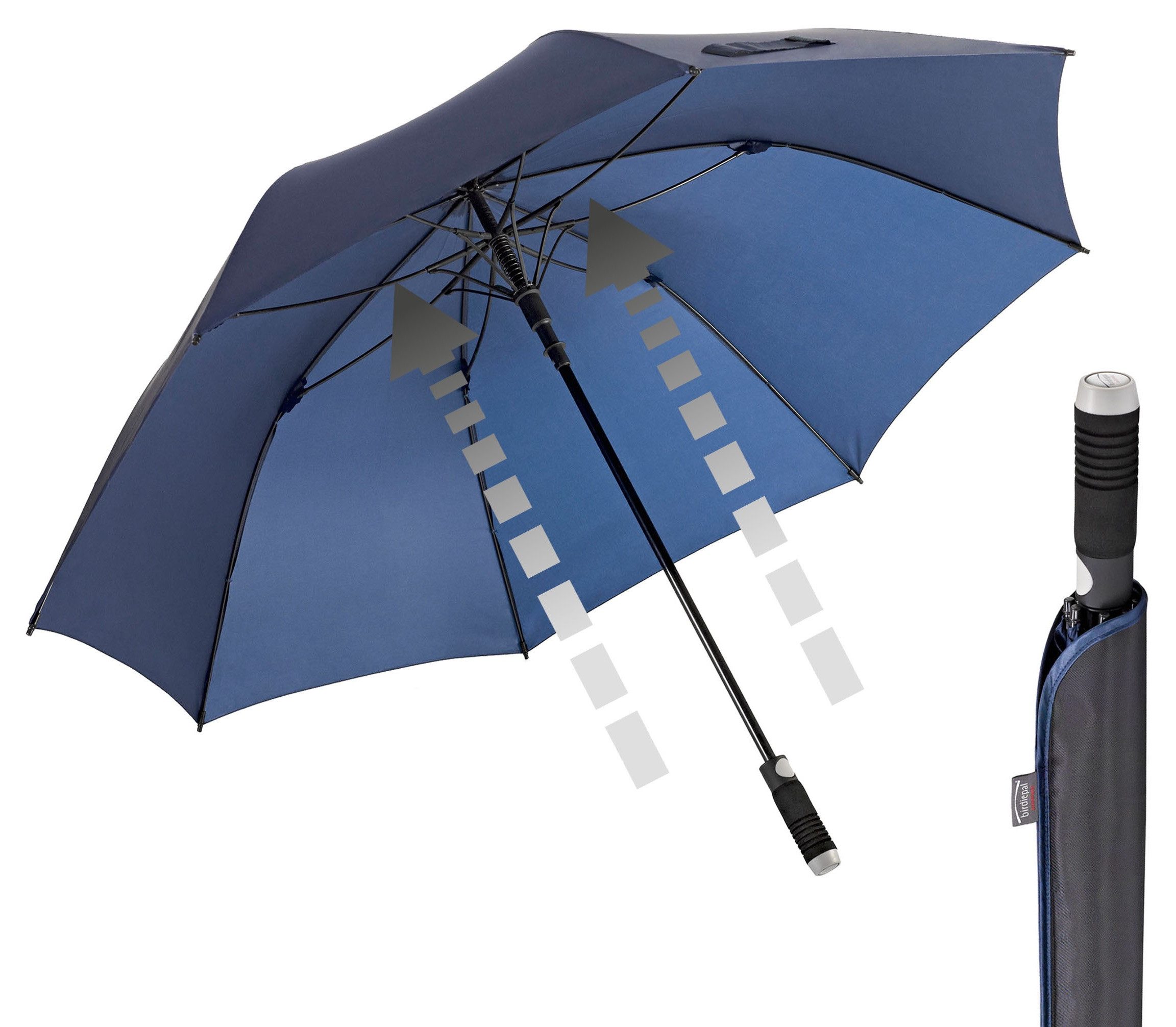 EuroSCHIRM® Partnerschirm birdiepal® Automatic, marineblau, Regenschirm für Zwei, mit extra großem Dach, Automatik