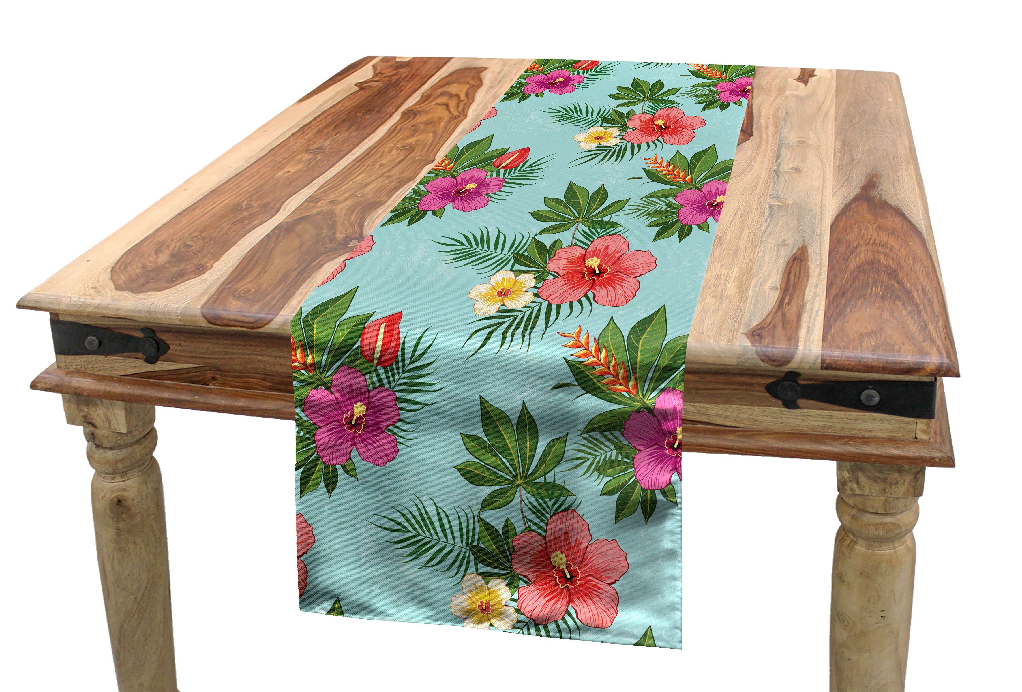 Abakuhaus Küche Hawaii Hibiscus Esszimmer Rechteckiger Blooming Tischläufer, Tischläufer Dekorativer Der