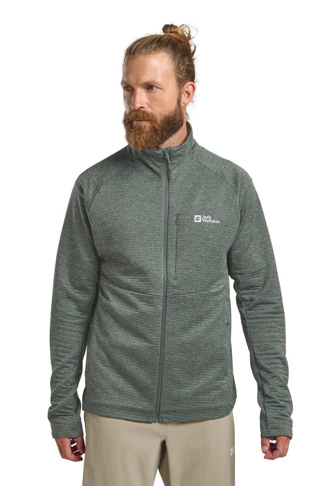 Jack Wolfskin Fleecejacke Taiga Full Zip (elastische Bünd) grün Herren günstig online kaufen