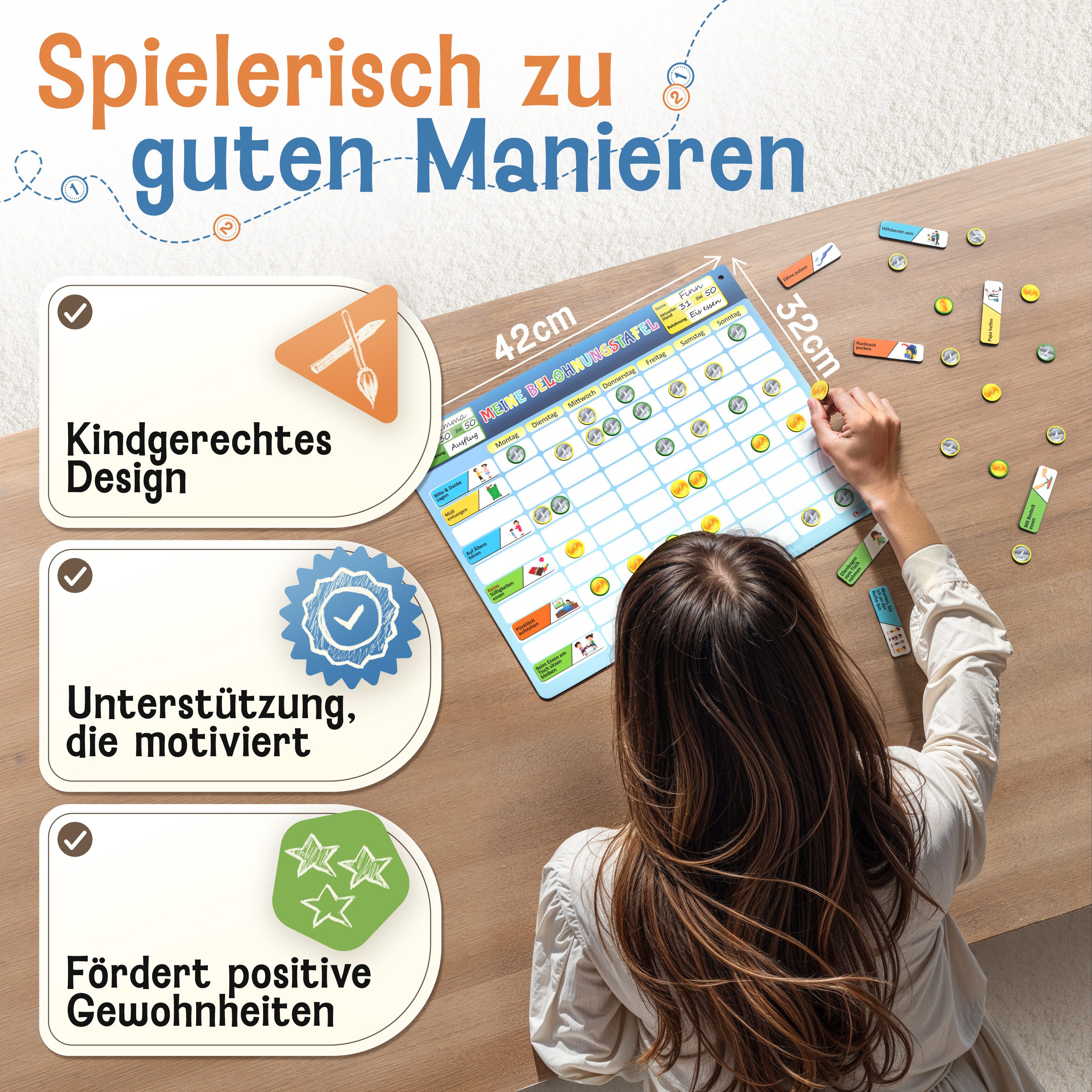 Likarto Lernspielzeug Belohnungstafel Kinder - inkl. 280 Magnete - Belohnun günstig online kaufen
