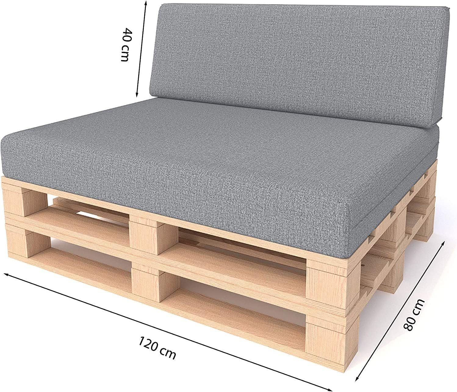 Set,Palettensofa Kaltschaum-Flachschaum-Palettenkissen,2-und8-teiliges LIVING Palettenkissen HIGH