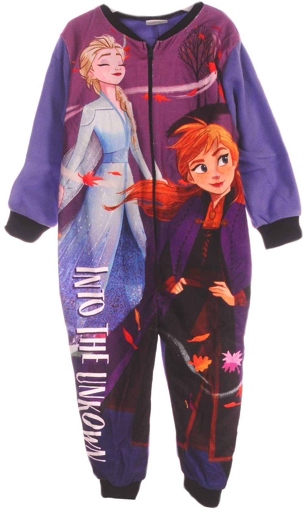 Fleeceoverall Schlafanzug Overall Einteiler Fleece Pyjama mit Princessinnen in Lila für Kinder