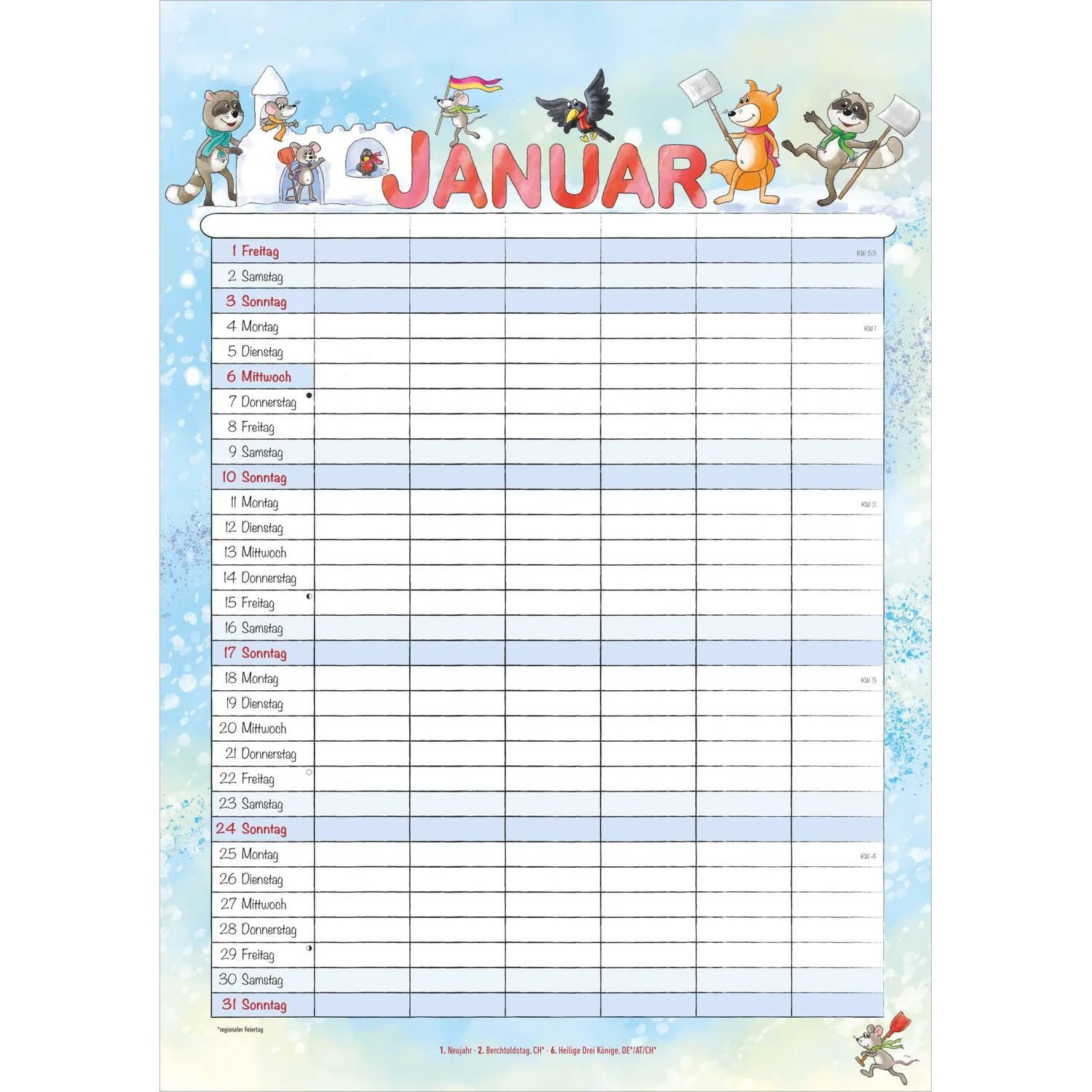 Wandkalender Familienplaner Cartoon 2027 – Bild 2 von 4