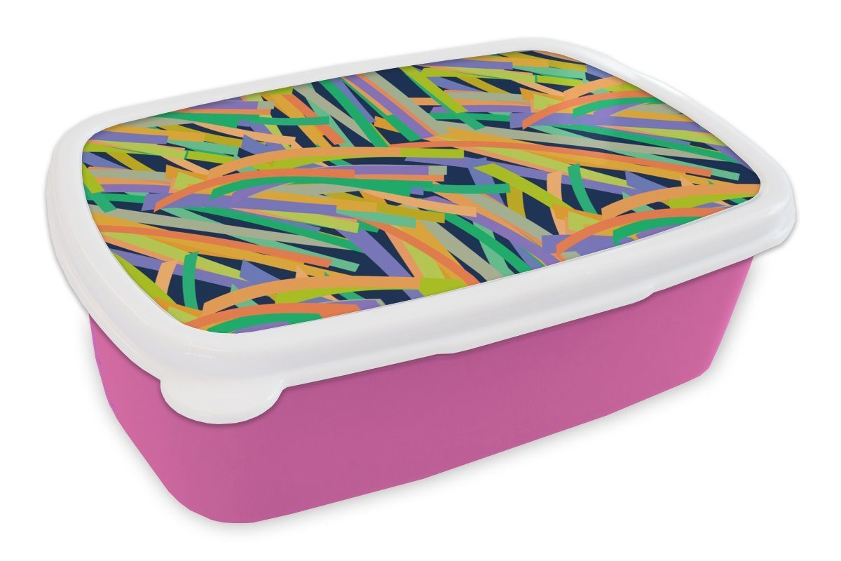 MuchoWow Lunchbox Dschungel - Muster - Abstrakt, Kunststoff, (2-tlg), Brotbox für Erwachsene, Brotdose Kinder, Snackbox, Mädchen, Kunststoff rosa | Lunchboxen