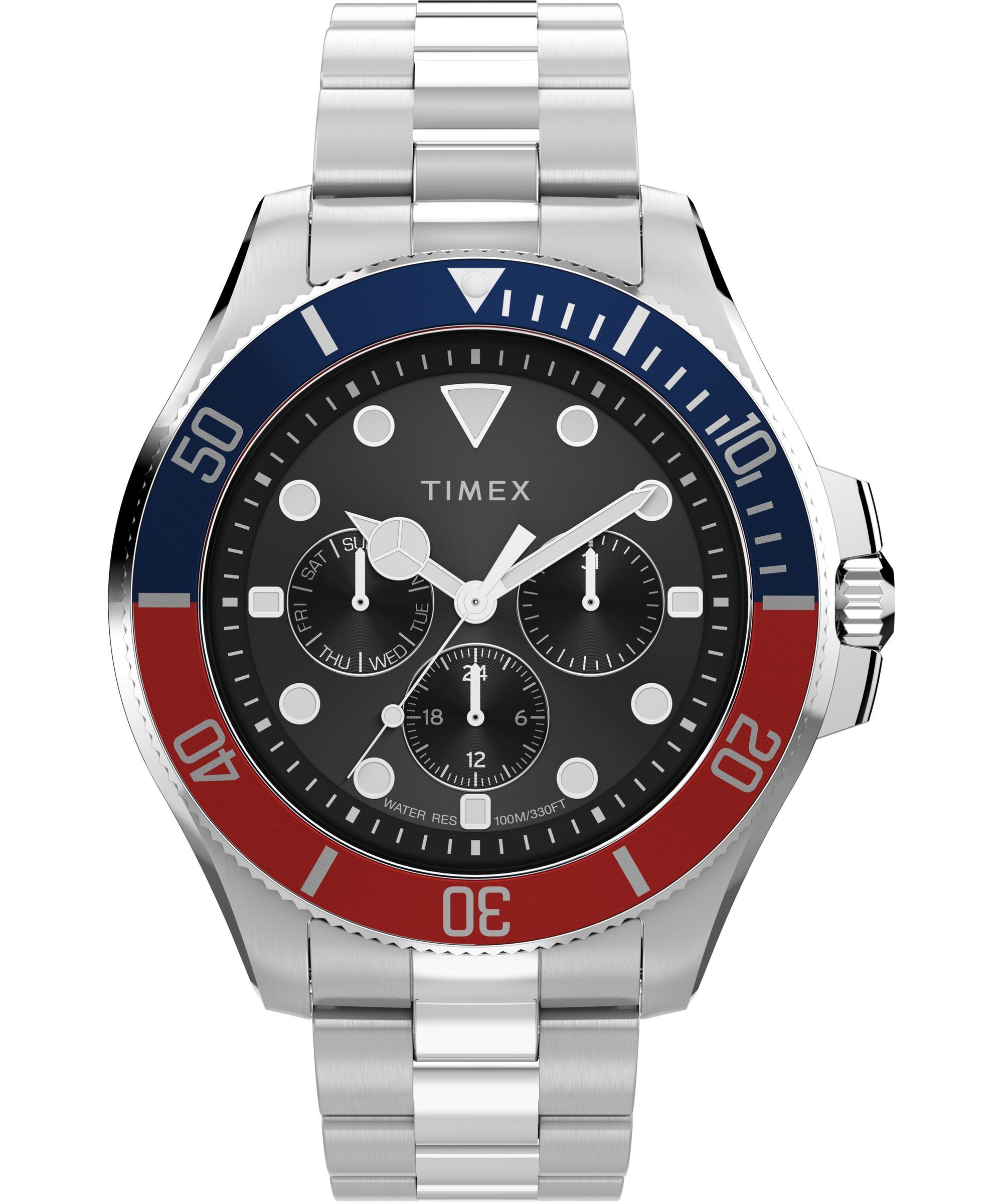 Timex Quarzuhr Harborside Coast Multifunction TW2Y33300AJ, Armbanduhr, Herrenuhr, Edelstahlarmband, analog, Wochentag, Tag