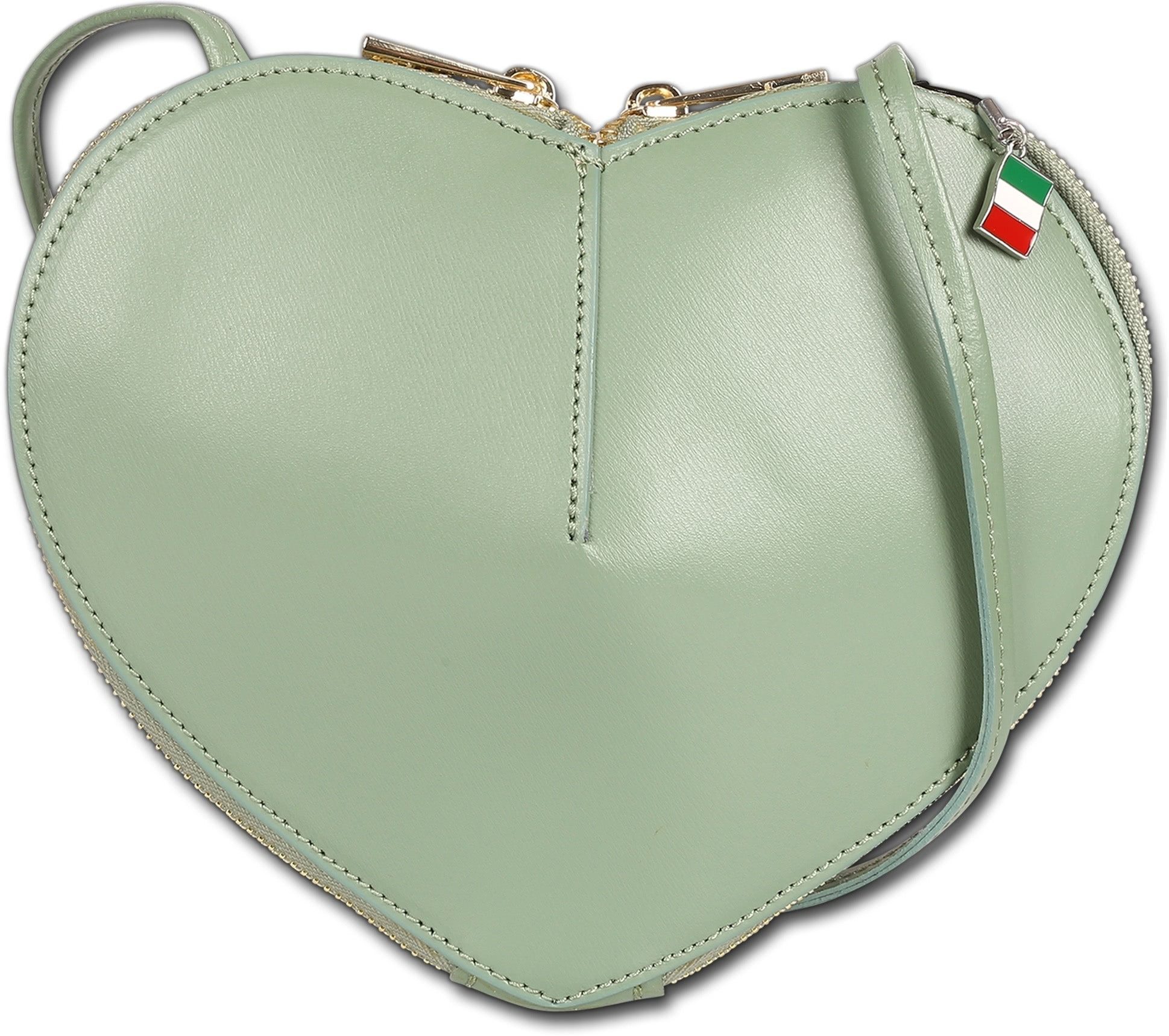FLORENCE Umhängetasche Florence Damen Umhängetasche Leder Herz (Umhängetasche, Umhängetasche), Damen Tasche Echtes Leder lindgrün, Herz, Made-In Italy
