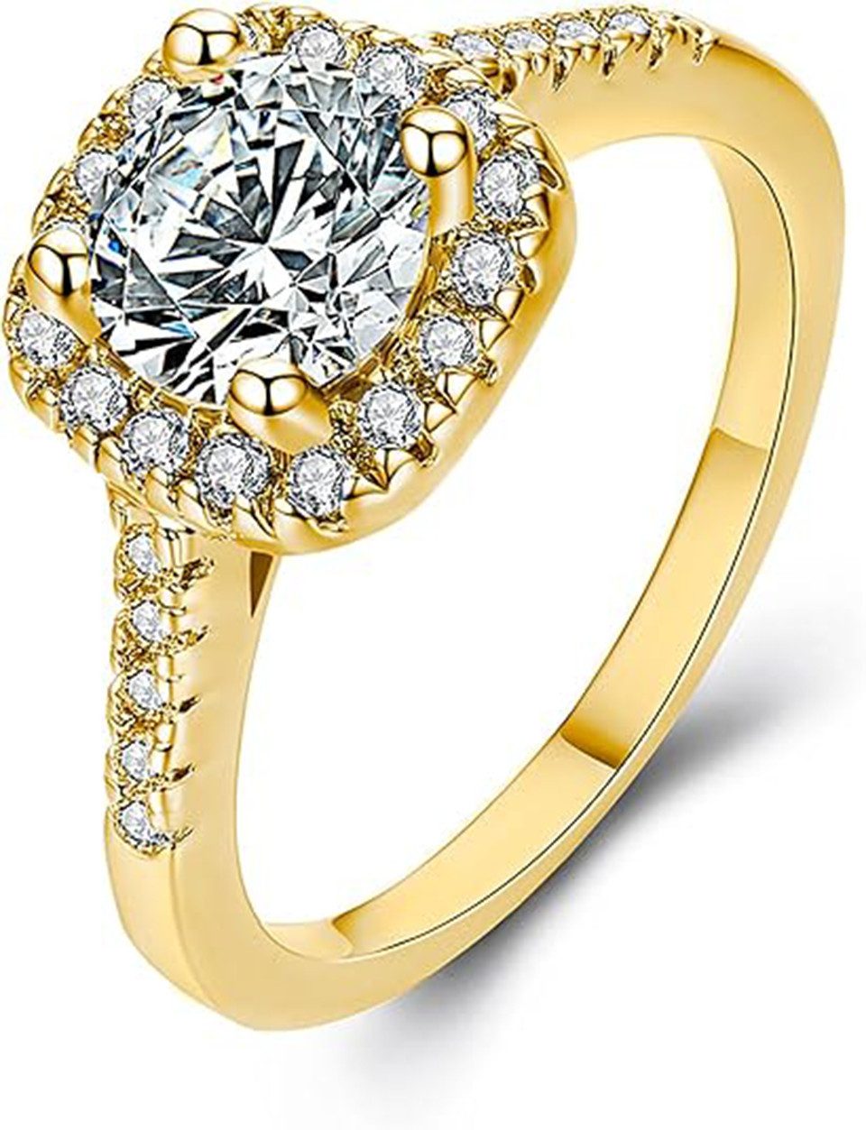 Diamantring Diamantring für Damen,klassischer Halo-Ring,1 Karat, D, VS1,585er Gold