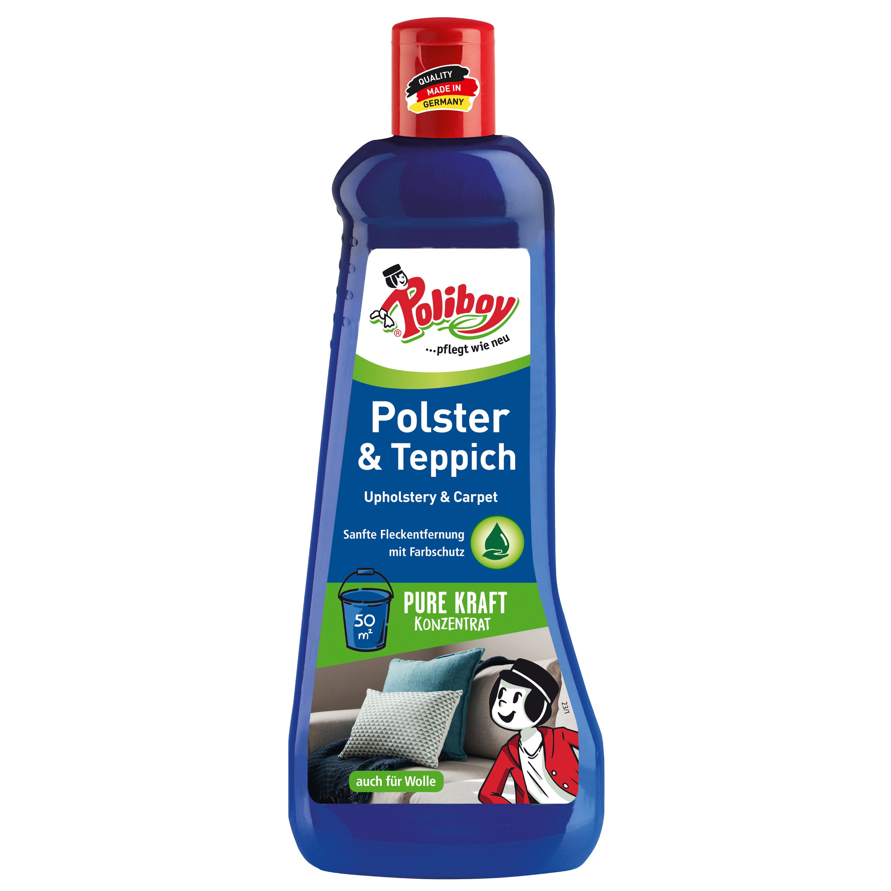 poliboy Teppichreiniger - 500ml Polsterreiniger (Reiniger für Polster und Teppiche - Made in Germany)
