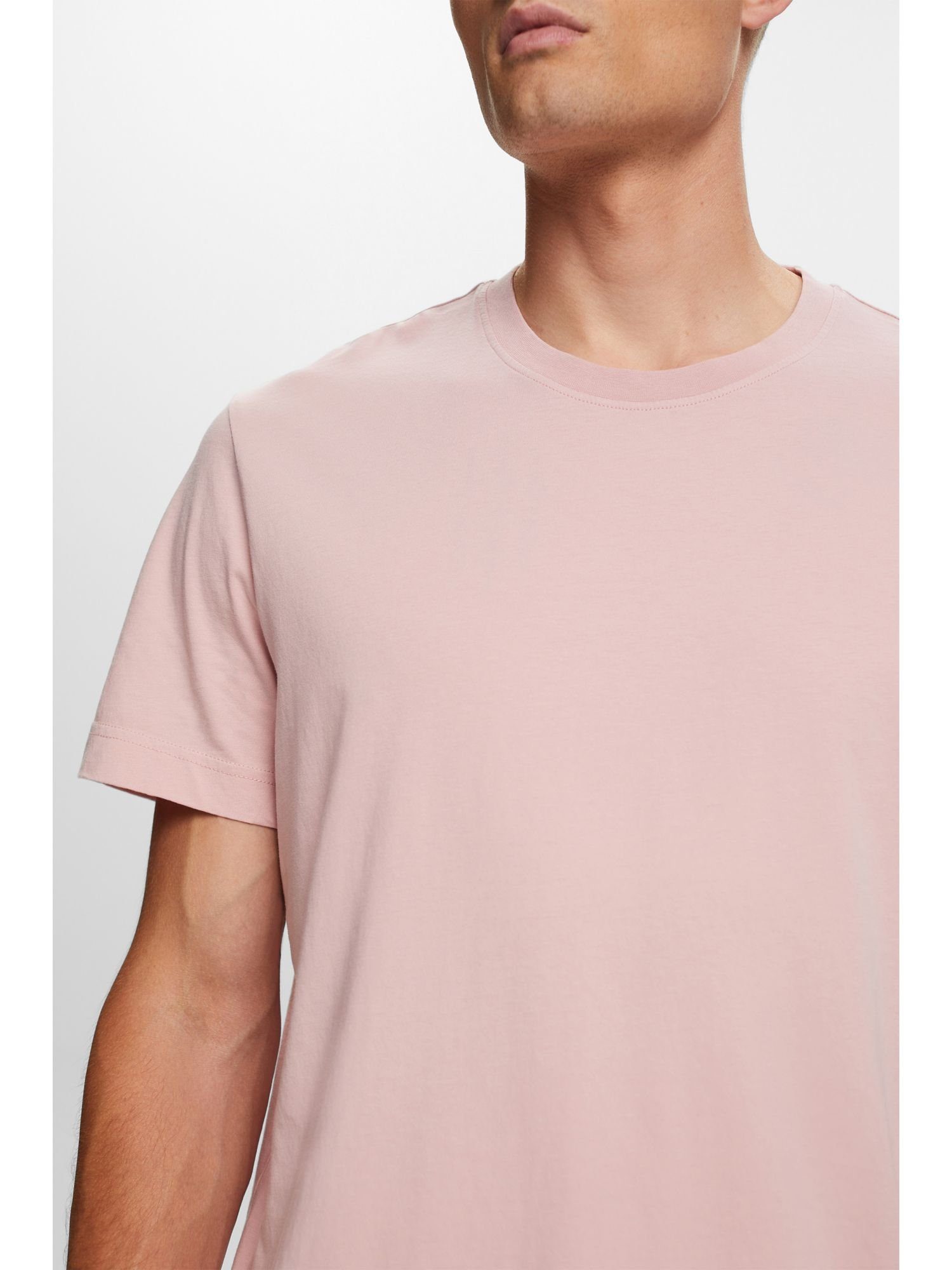 edc by Esprit T-Shirt Rundhals-T-Shirt aus Jersey, PINK (1-tlg) OLD 100 % Baumwolle