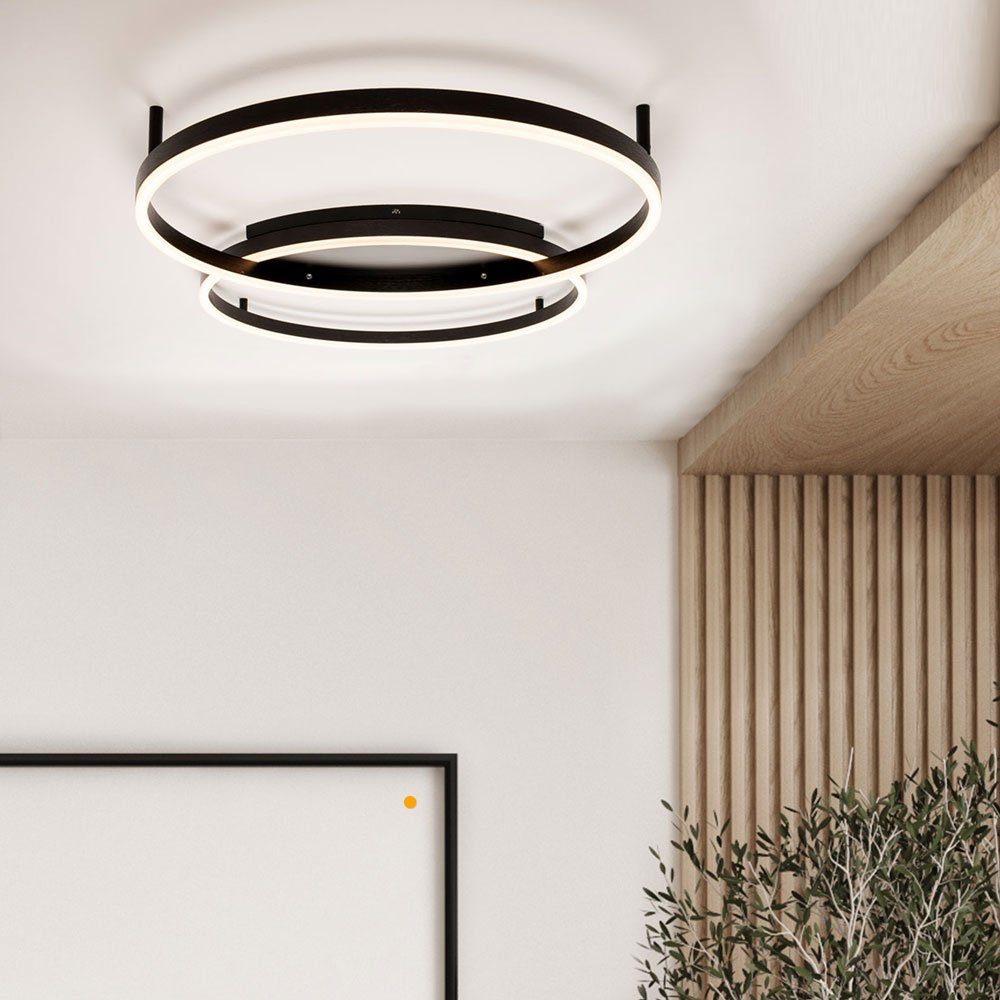 s.luce Deckenleuchte LED Deckenleuchte Ring 2-flammig Weiß, Dimmbar mit Phasenanschnitt/-abschnitt (Dimmschalter), Warmweiß