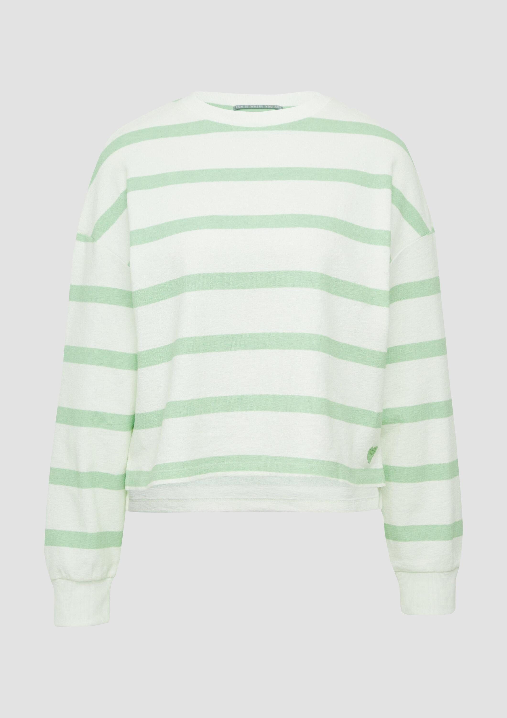 QS Sweatshirt Sweatshirt Sweatshirt mit Streifen und überschnittener Schulter
