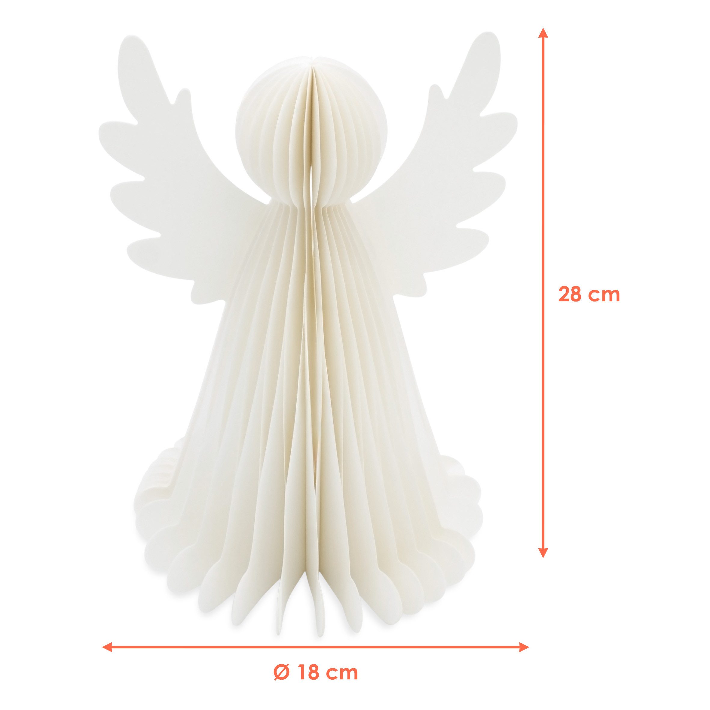 Spetebo LED-Dekofigur LED Papier Engel warm weiß beleuchtet - 28 cm (Anzahl, 1 St., Stück), mit Timer