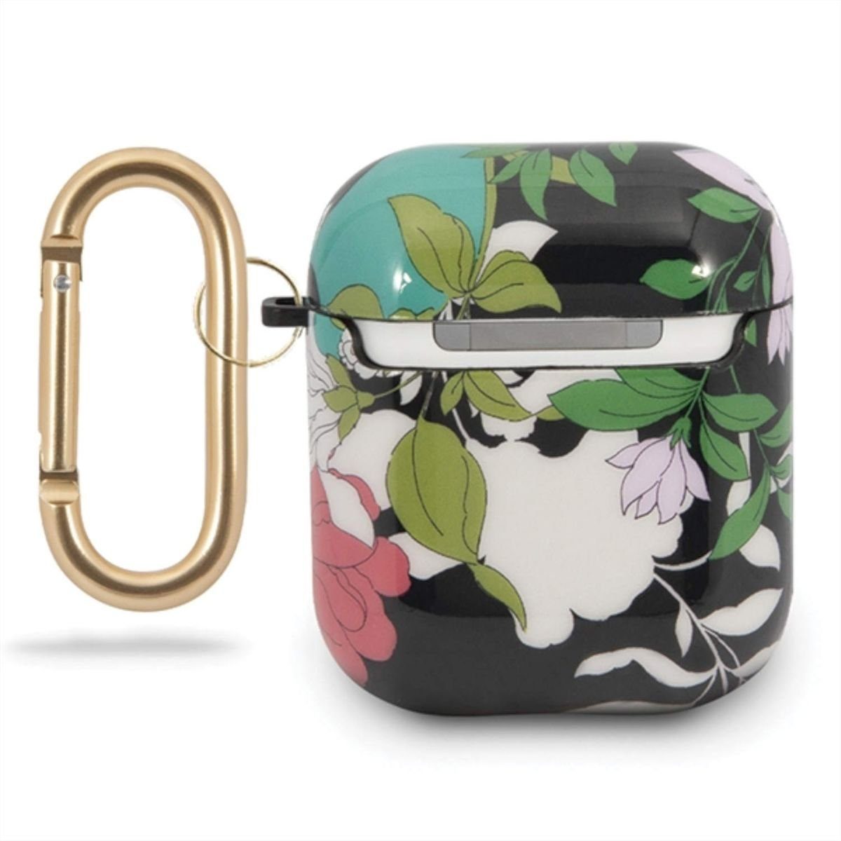 Guess Handyhülle Guess Apple Airpods Silicon Cover Flower Collection Grün Schutzhülle Tasche Case Etui Halter Zubehör