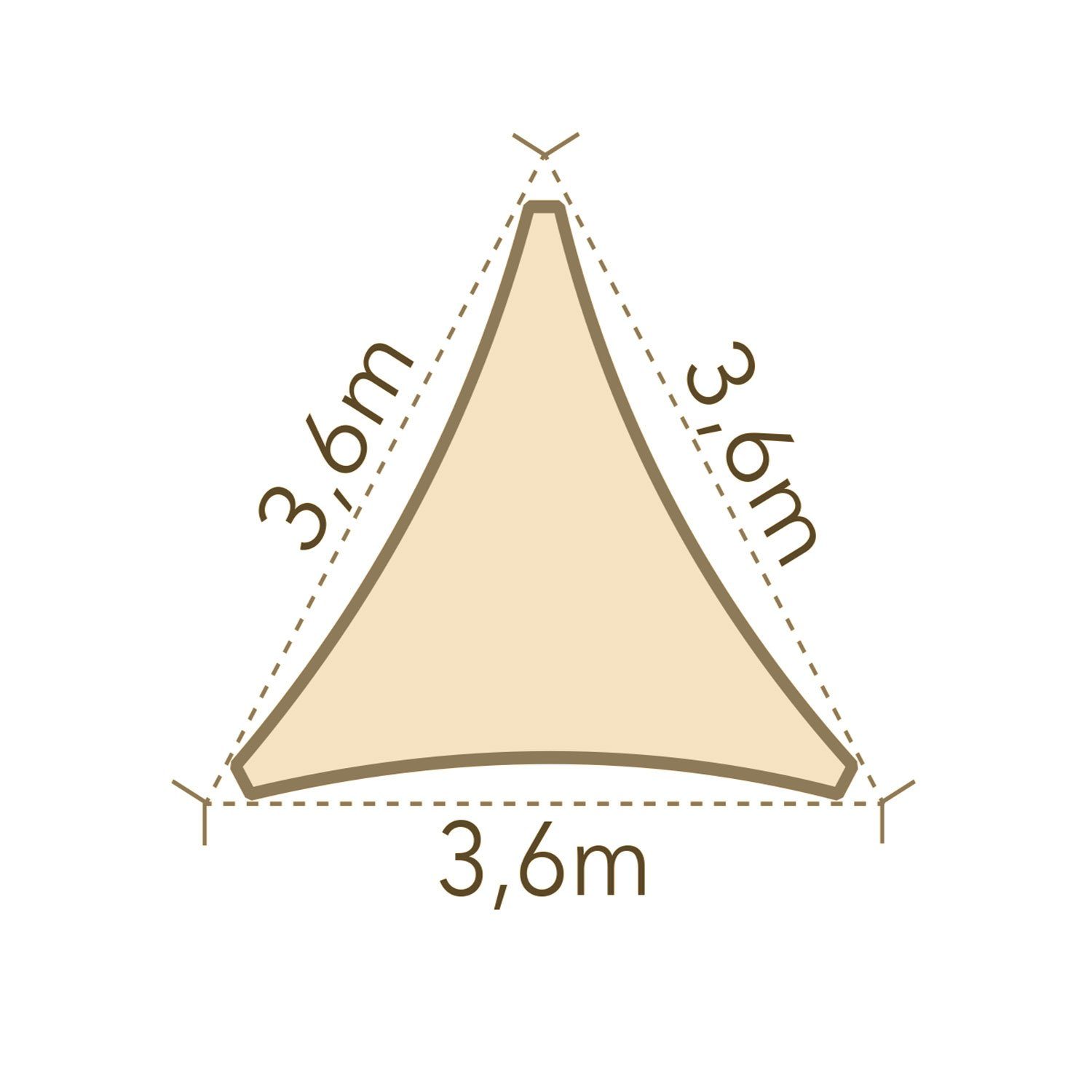 anndora Sonnensegel Tarp 3,6x3,6x3,6m Sonnenschutz, (Sandfarben), wasserdichter Stoff