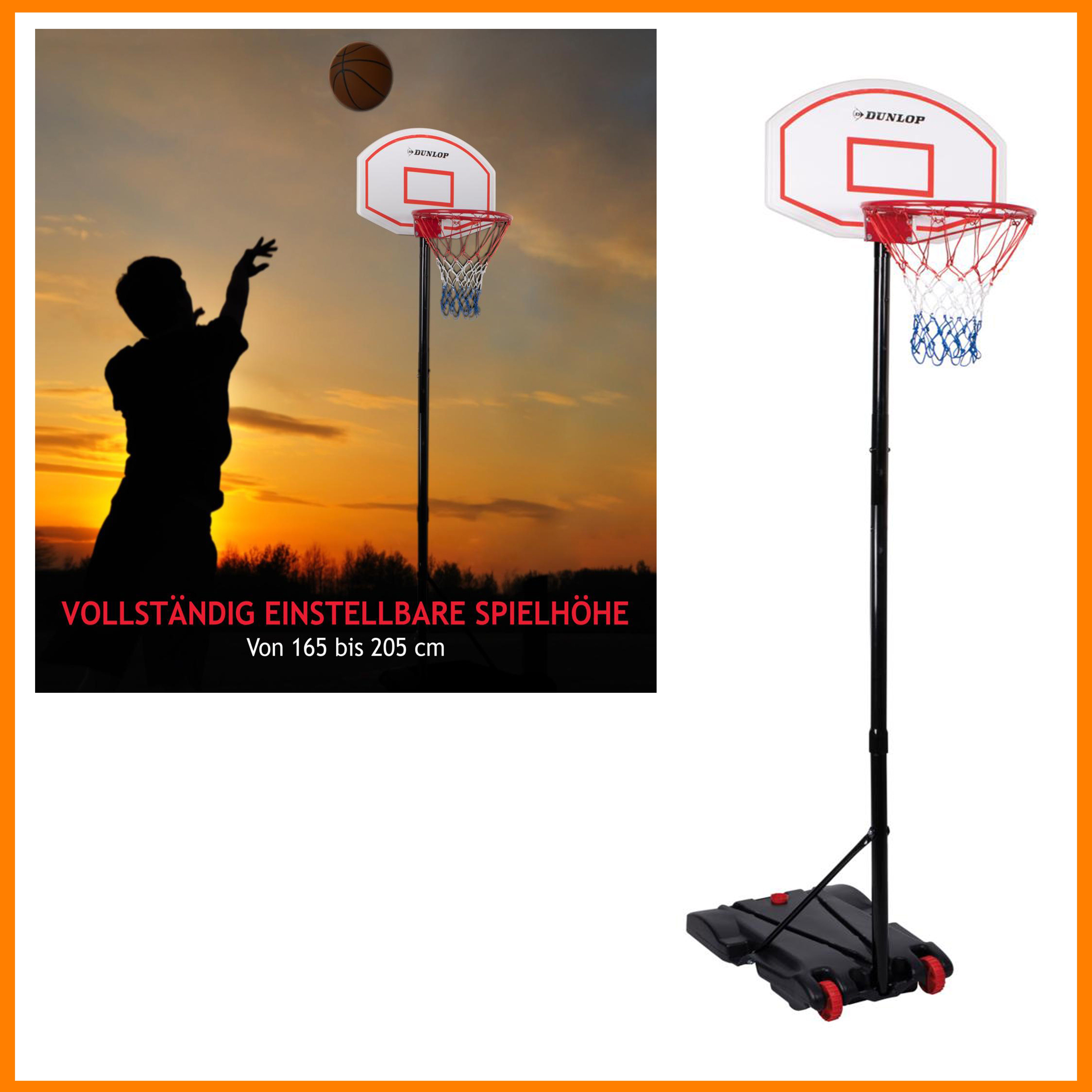 Basketballkorb Basketballständer - 205 Basketballständer Dunlop 165 höhenverstellbar (1-St) cm -