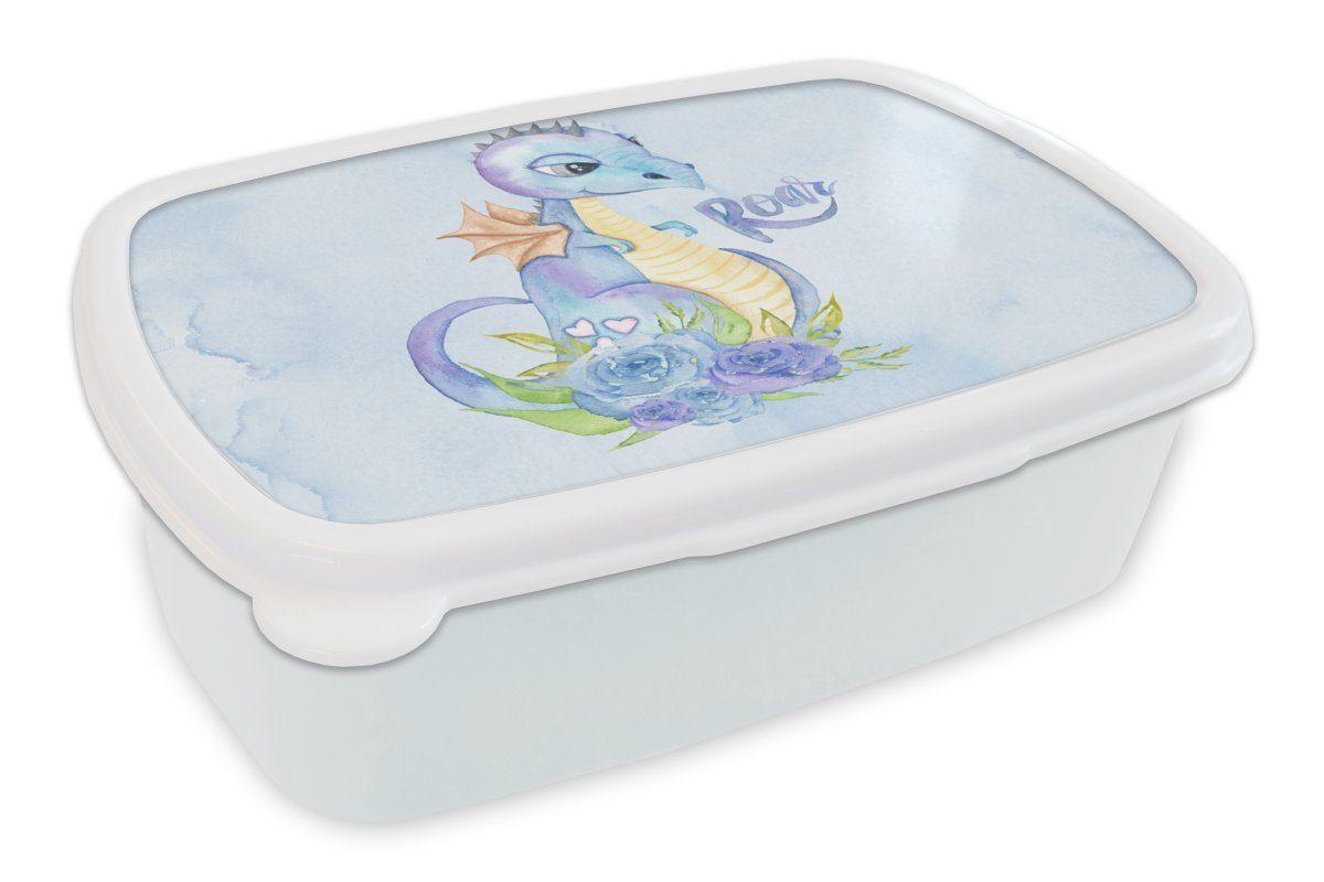MuchoWow für für Dino und Mädchen - Kunststoff, und Erwachsene, (2-tlg), weiß Jungen Lunchbox Brotdose, - Kinderzimmer Brotbox Aquarell - Jungs Kinder, Kinder -