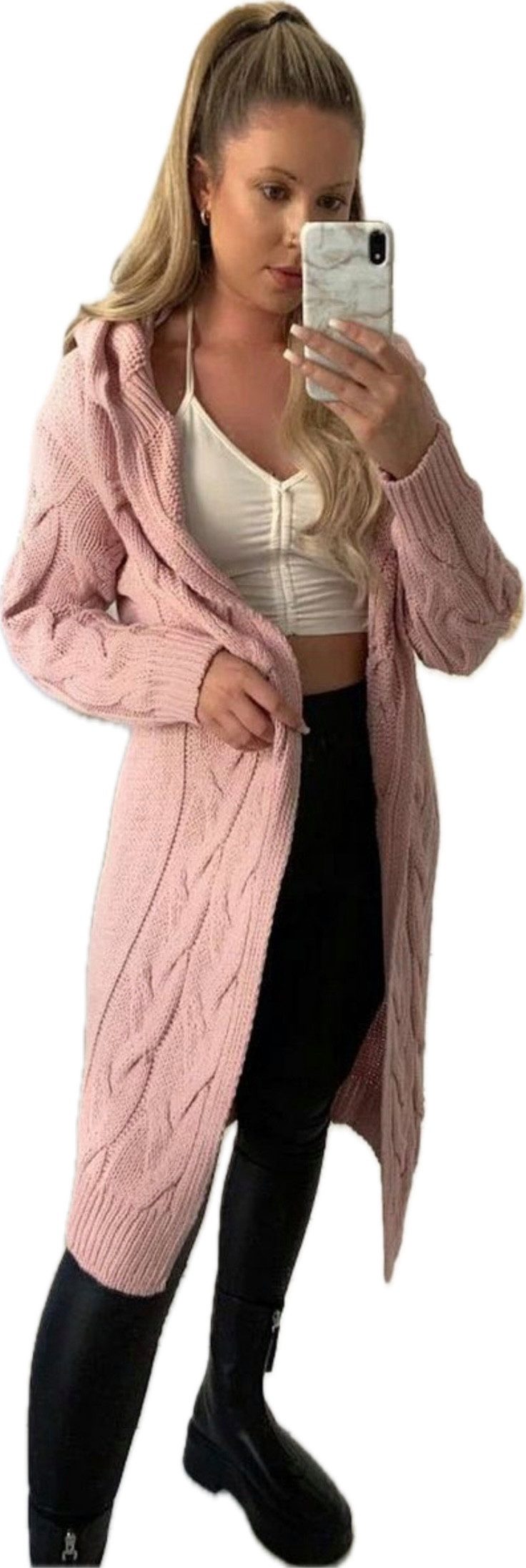 Worldclassca Kapuzenstrickjacke Worldclassca lange Strickjacke Zopfmuster günstig online kaufen
