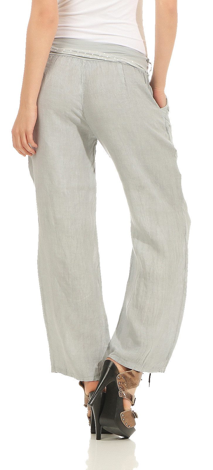 Mississhop Leinenhose Damen 100 % Leinen Freizeithose M.269
